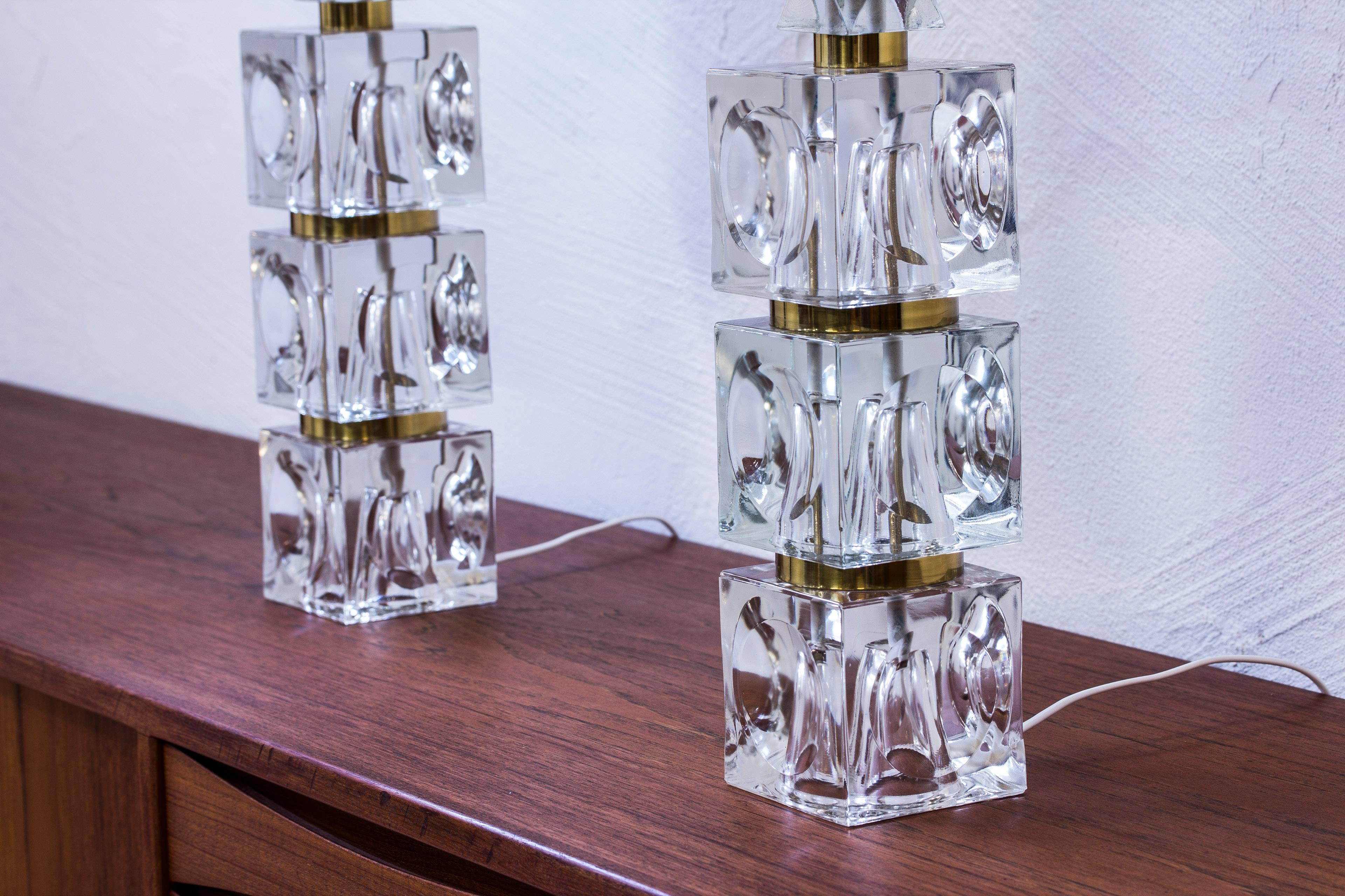 Scandinavian Modern Glass Table Lamps Attributed to Sven Palmqvist, Sweden, 1960s