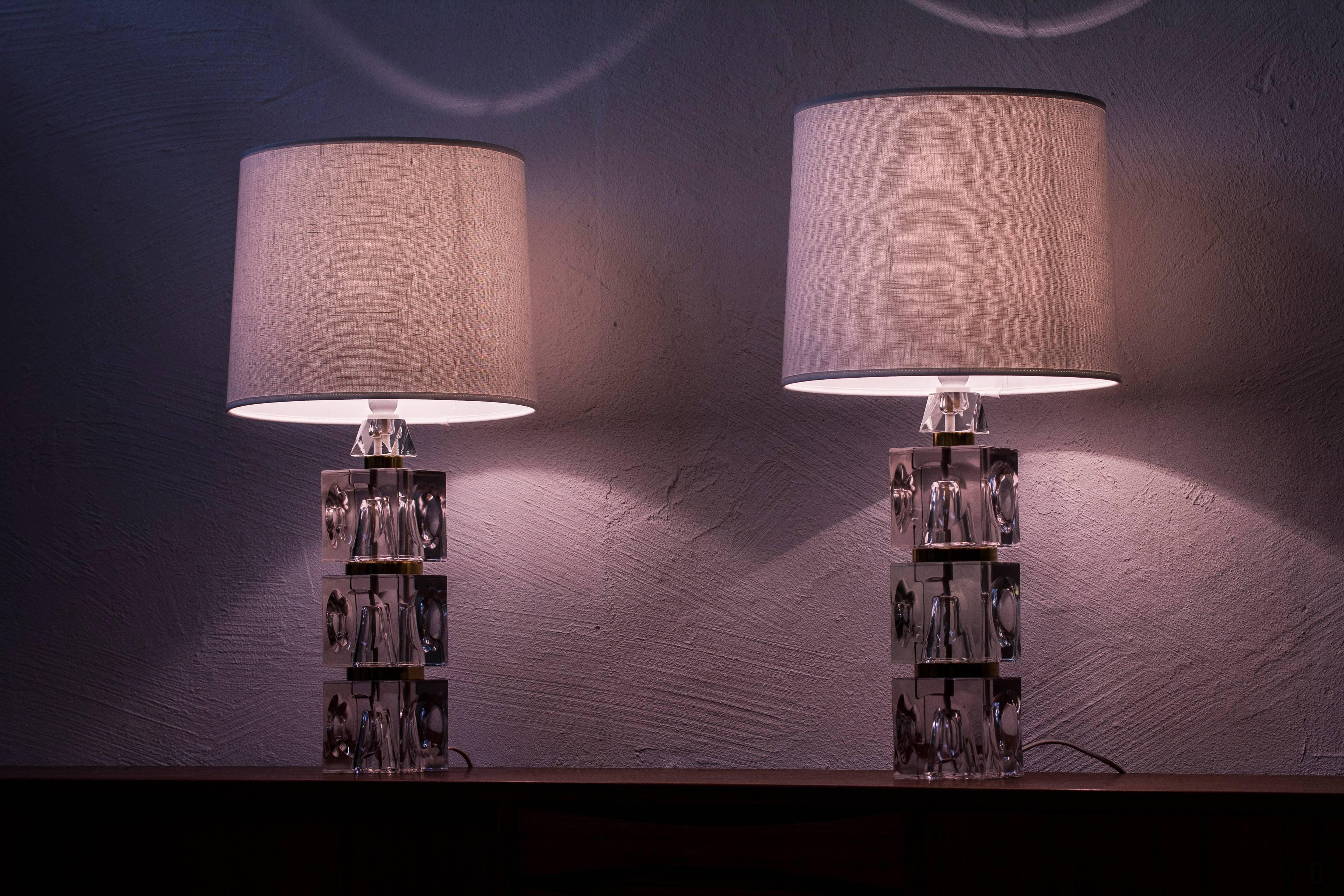 Glass Table Lamps Attributed to Sven Palmqvist, Sweden, 1960s In Excellent Condition In Hägersten, SE