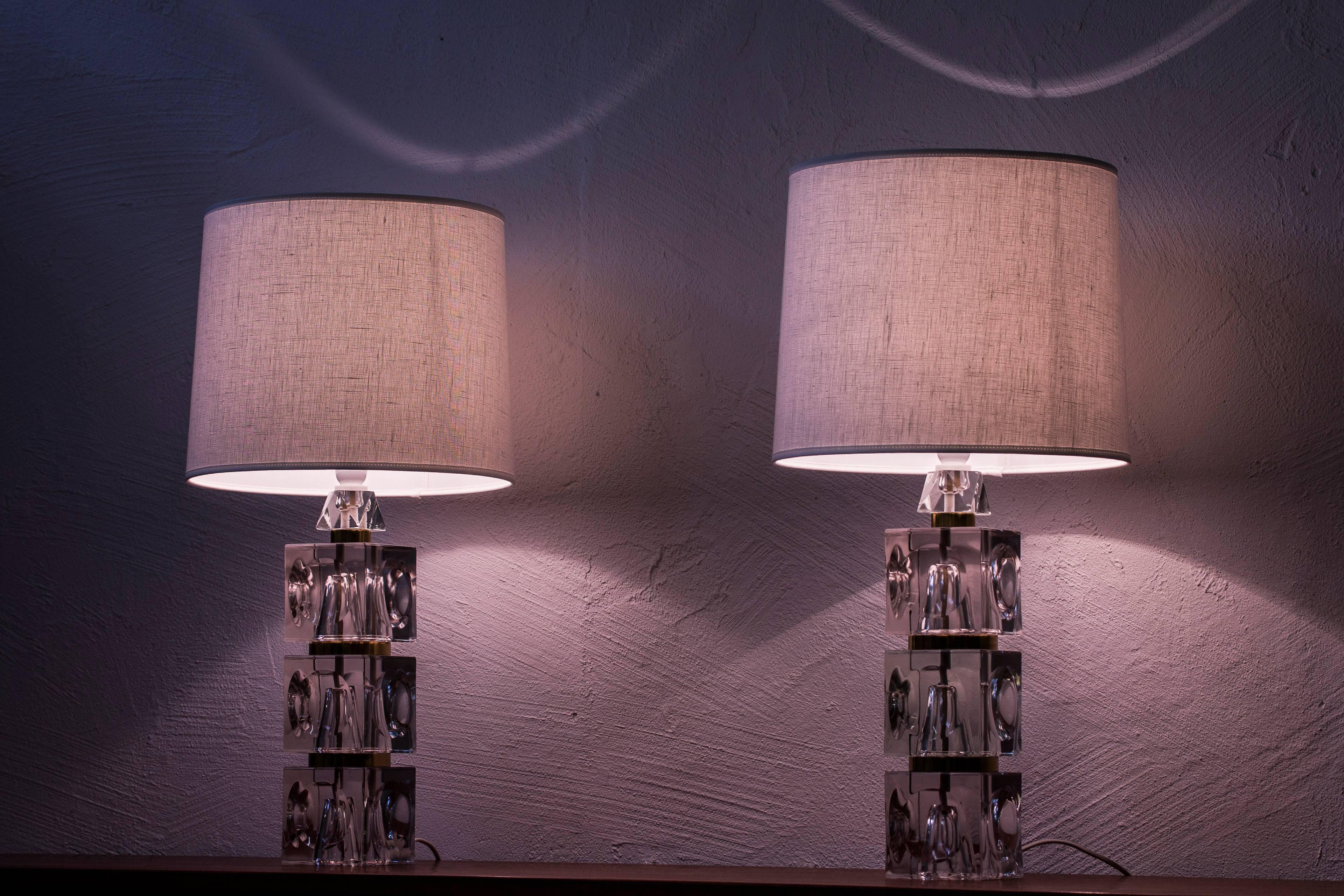 Mid-20th Century Glass Table Lamps Attributed to Sven Palmqvist, Sweden, 1960s