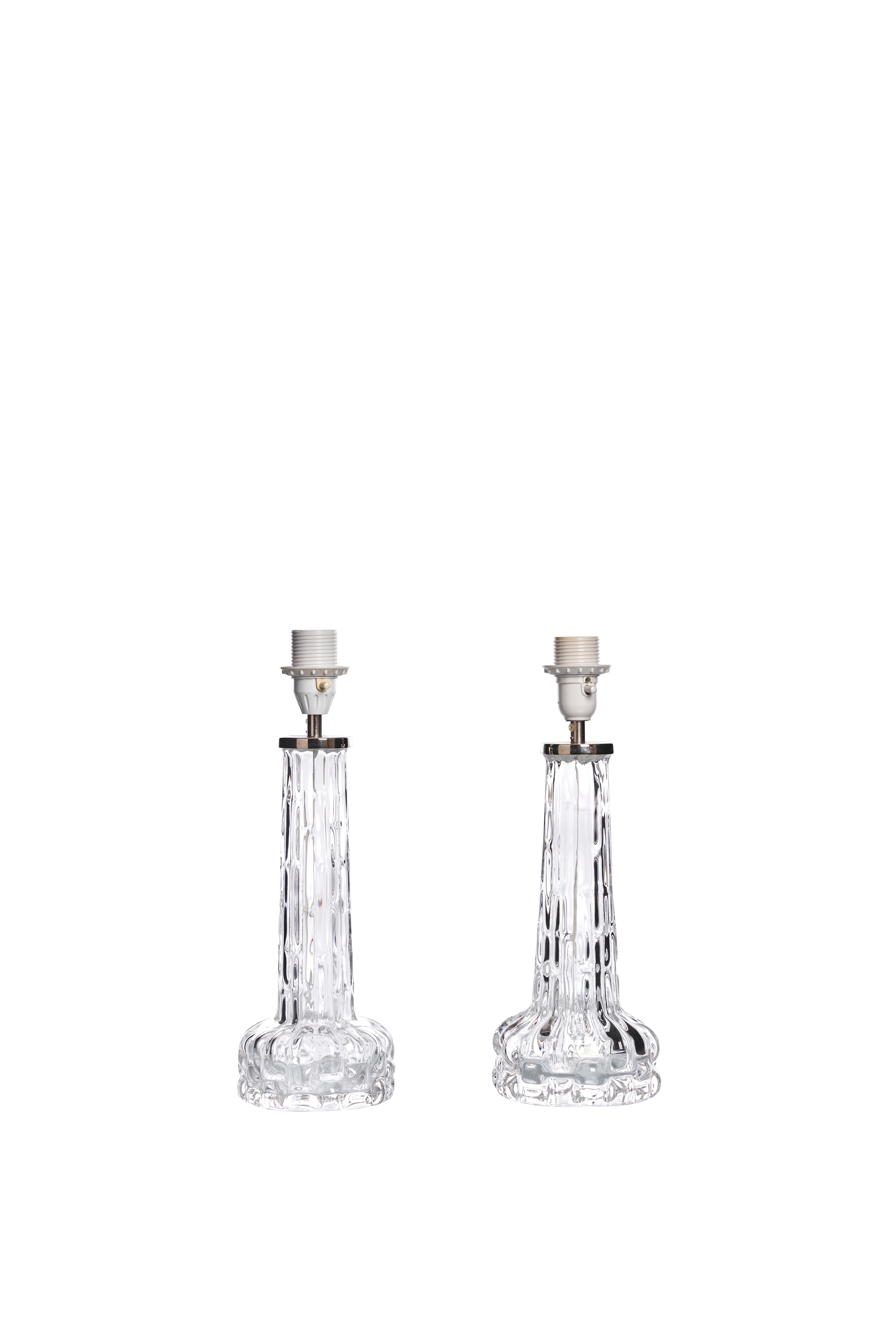 Swedish Glass Table Lamps by Carl Fagerlund for Orrefors, 1960s, Set of 2 For Sale