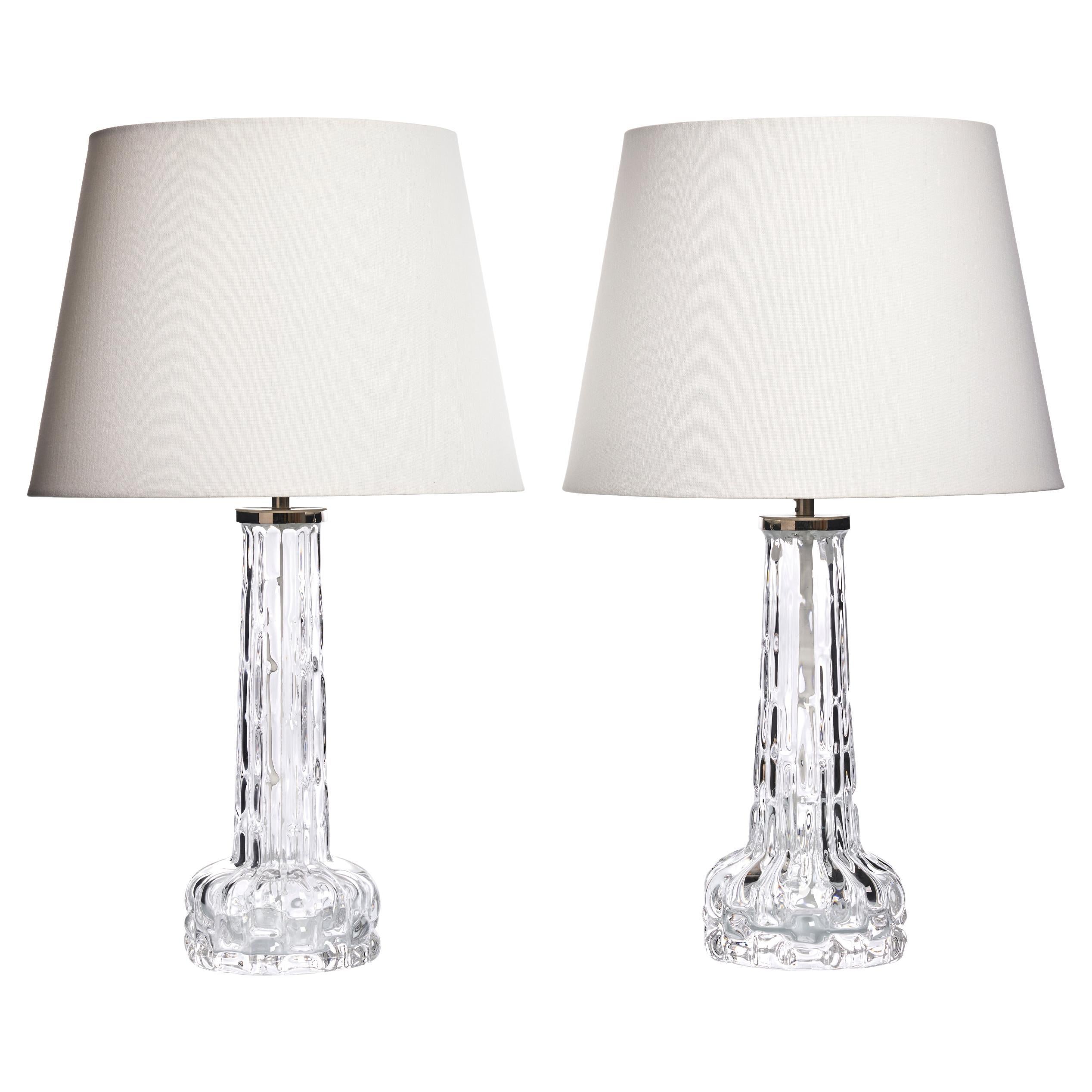 Lampade da tavolo in vetro di Carl Fagerlund per Orrefors, anni '60, Set di 2