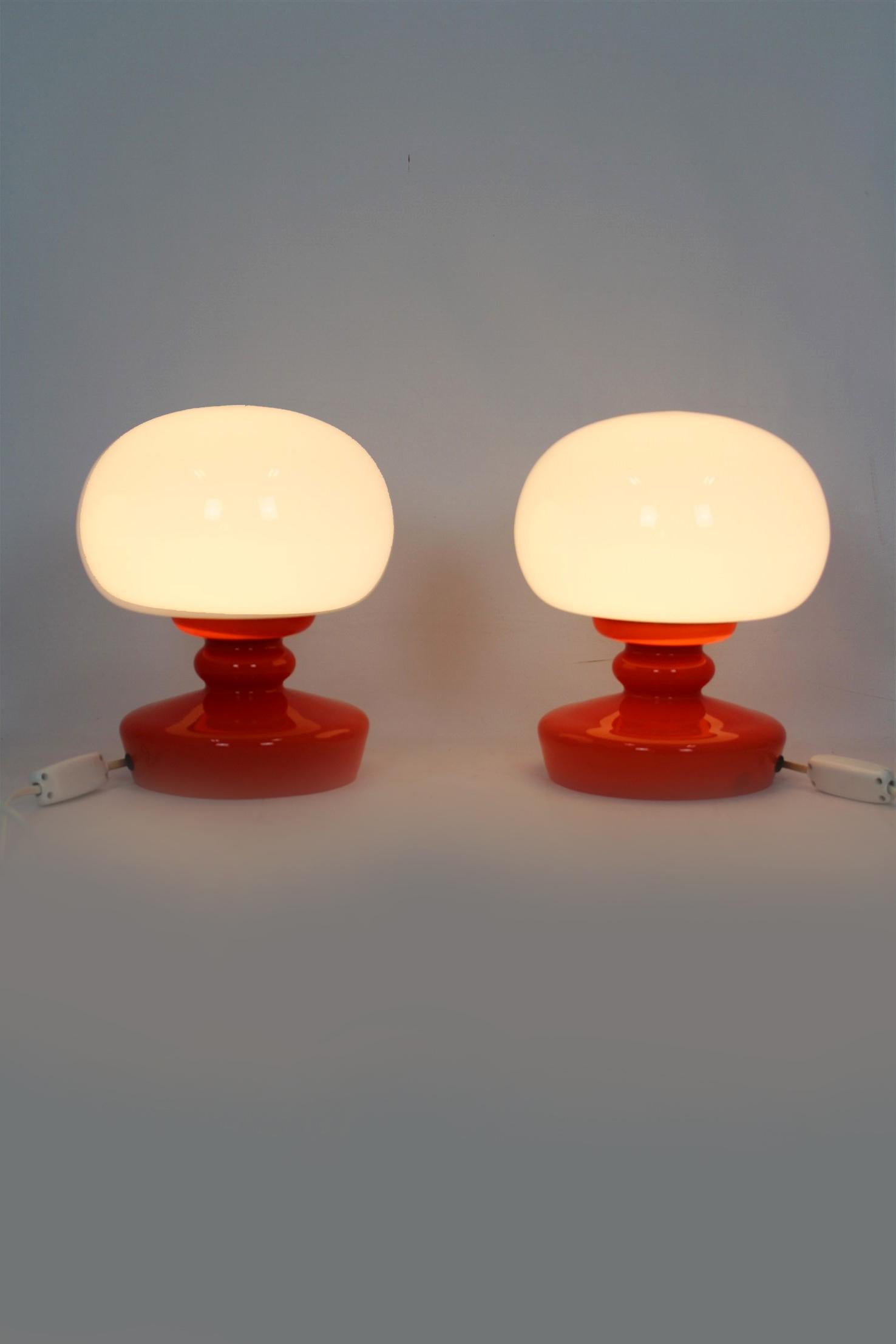 Glass Table Lamps  by Stepan Tabery for Osvetlovaci Sklo, 1970s, Set o For Sale 9