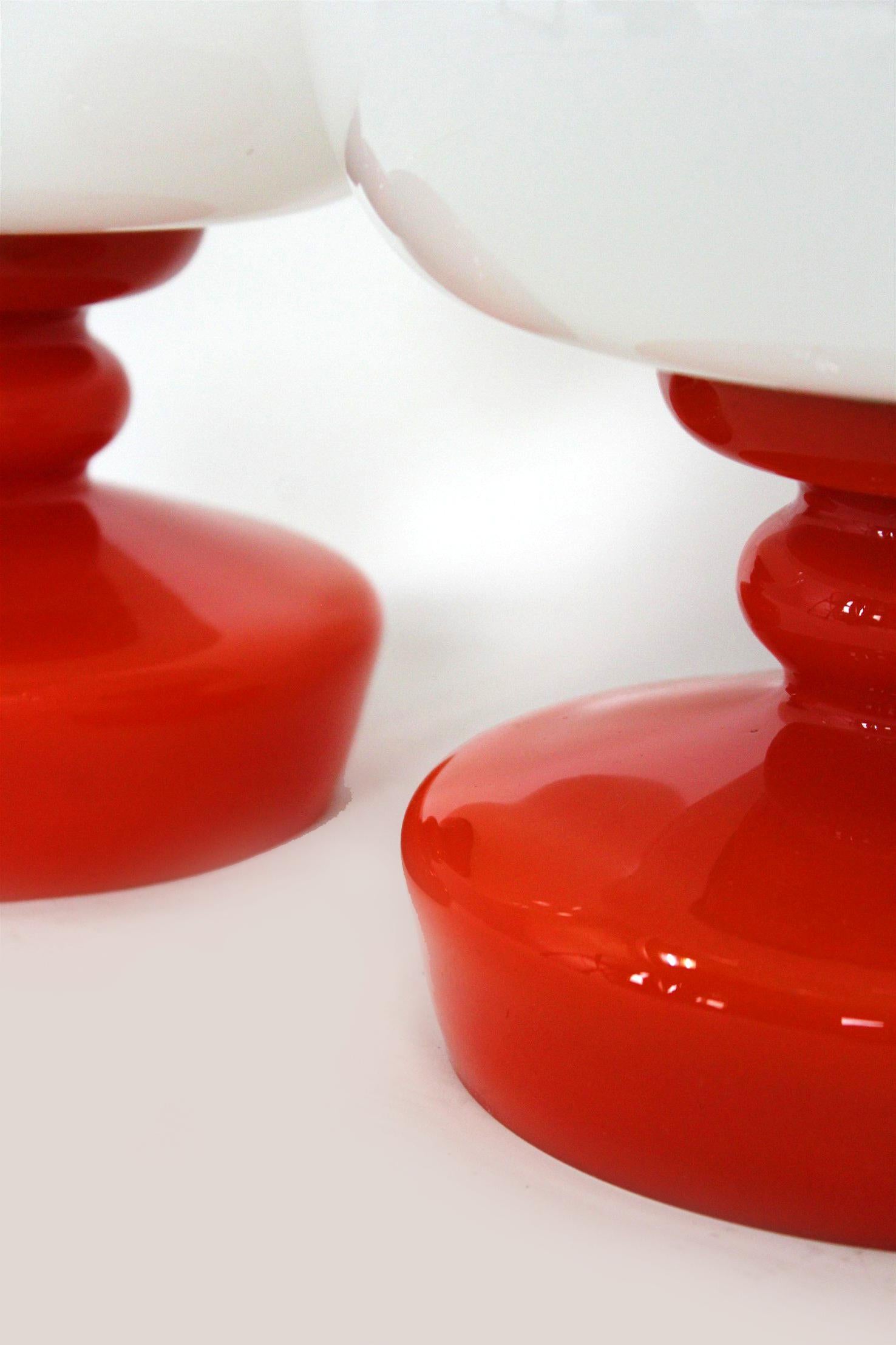 Glass Table Lamps  by Stepan Tabery for Osvetlovaci Sklo, 1970s, Set o In Good Condition For Sale In Żory, PL