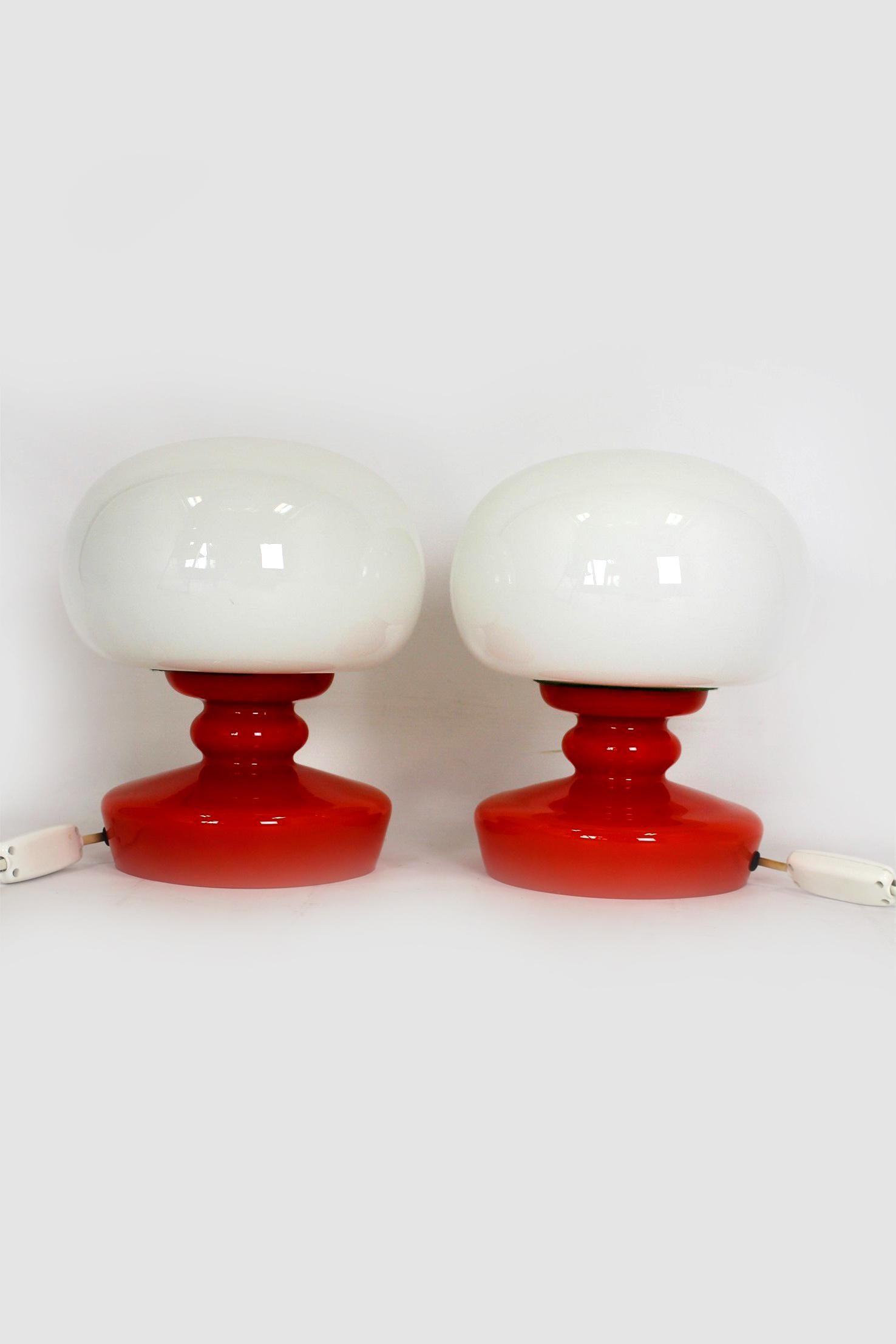 Glass Table Lamps  by Stepan Tabery for Osvetlovaci Sklo, 1970s, Set o For Sale 2