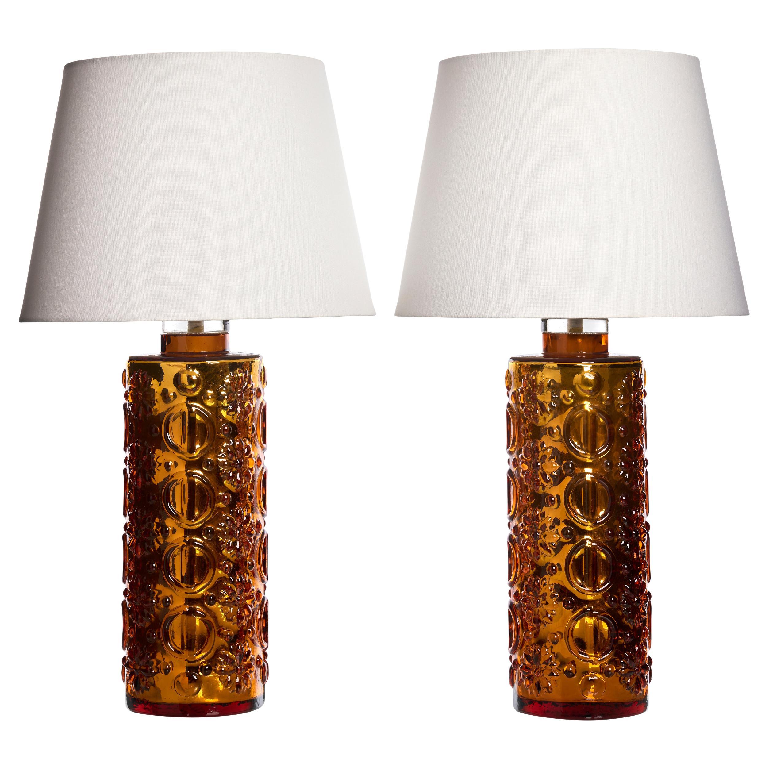 Glass Table Lamps Designed by Gustav Leek for Orrefors, 1960s
