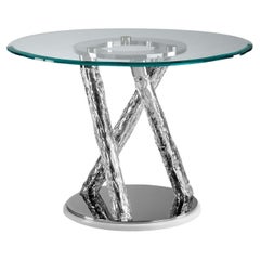 Glass Table With Circular Glass Top and Twisted Legs by Ros Italia Interiors