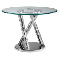 Tisch aus Glasglas mit runder Glasplatte und gedrehten Beinen von Ros Italia Interiors