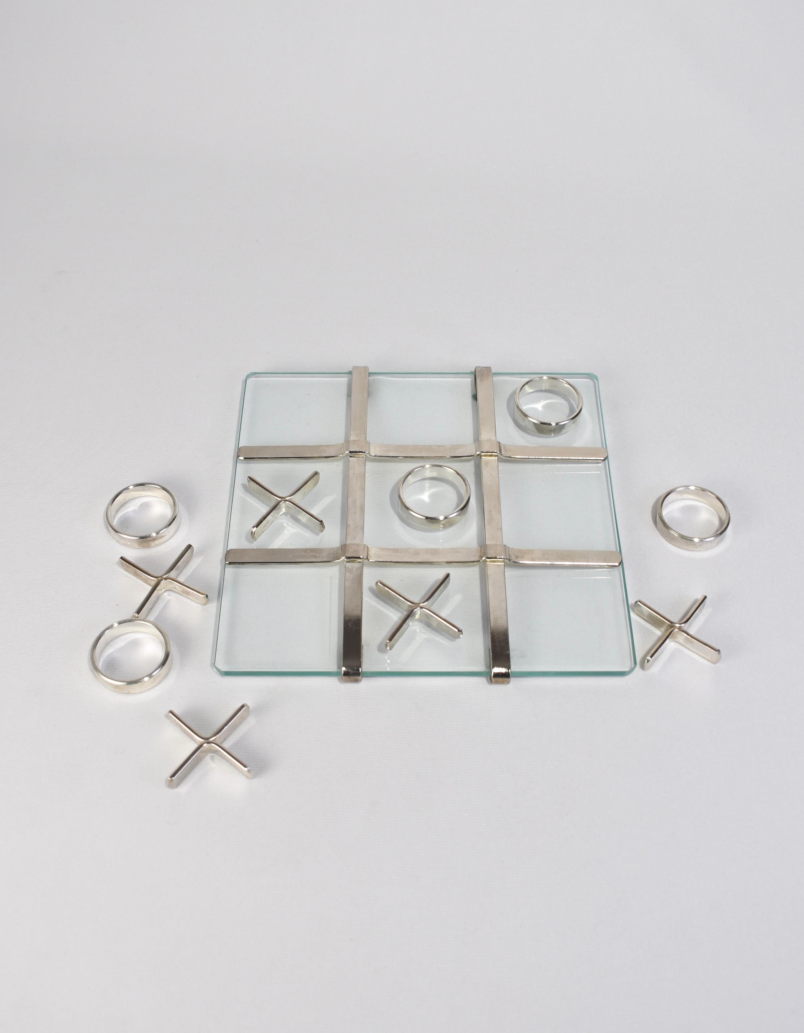 Sterling Silver Glass Tic-Tac-Toe Set