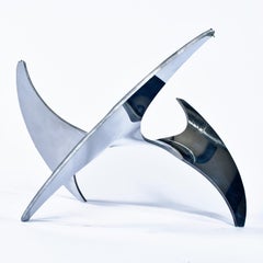 Table basse à hélice en aluminium avec plateau en verre de Knut Hesterberg pour Ronald Schmitt