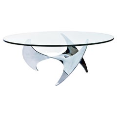 Glass Top Aluminum Propeller Coffee Table by Knut Hesterberg for Ronald Schmitt