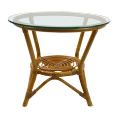 Glass Top Bamboo Table