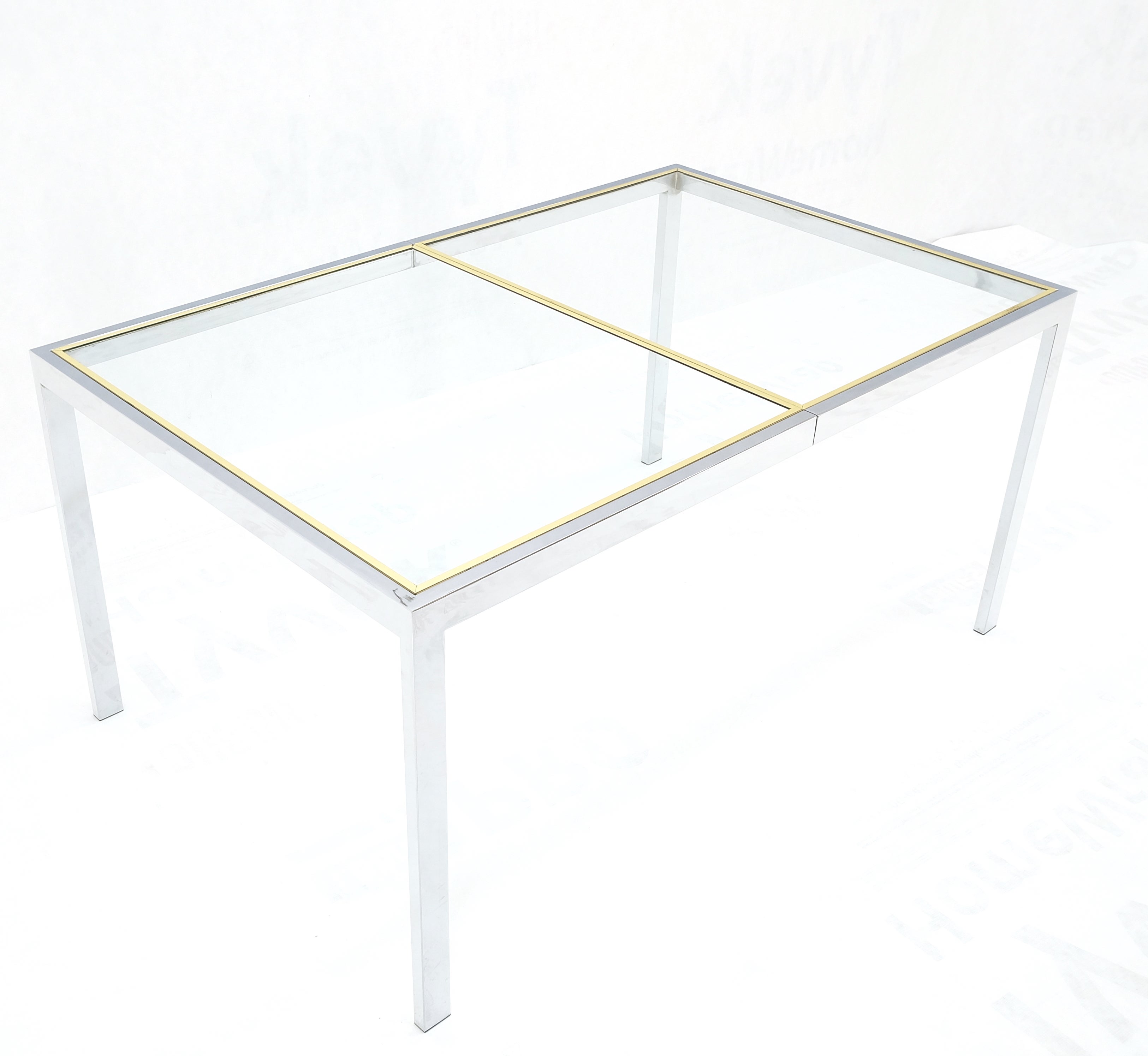 Mid-Century Modern glass top brass & chrome base one 20