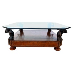 Glass Top Bronze Figurines Coffee Table by Maitland Smith