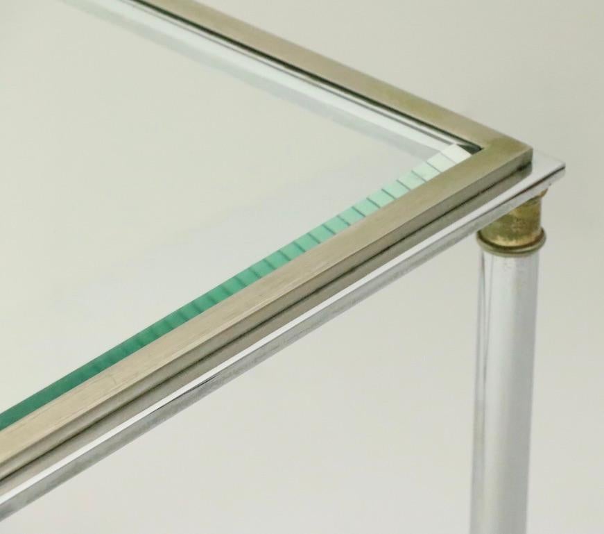Glass Top Chrome and Brass Coffee Table after Maison Jansen 4