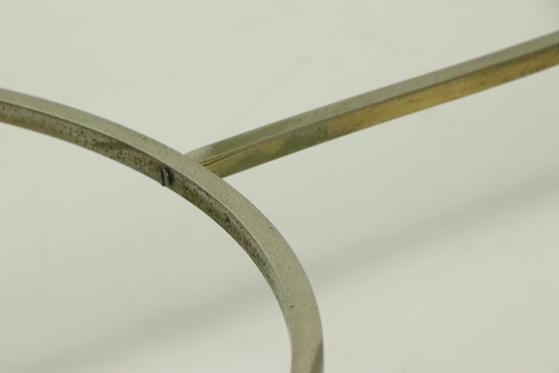 Glass Top Chrome and Brass Coffee Table after Maison Jansen 5