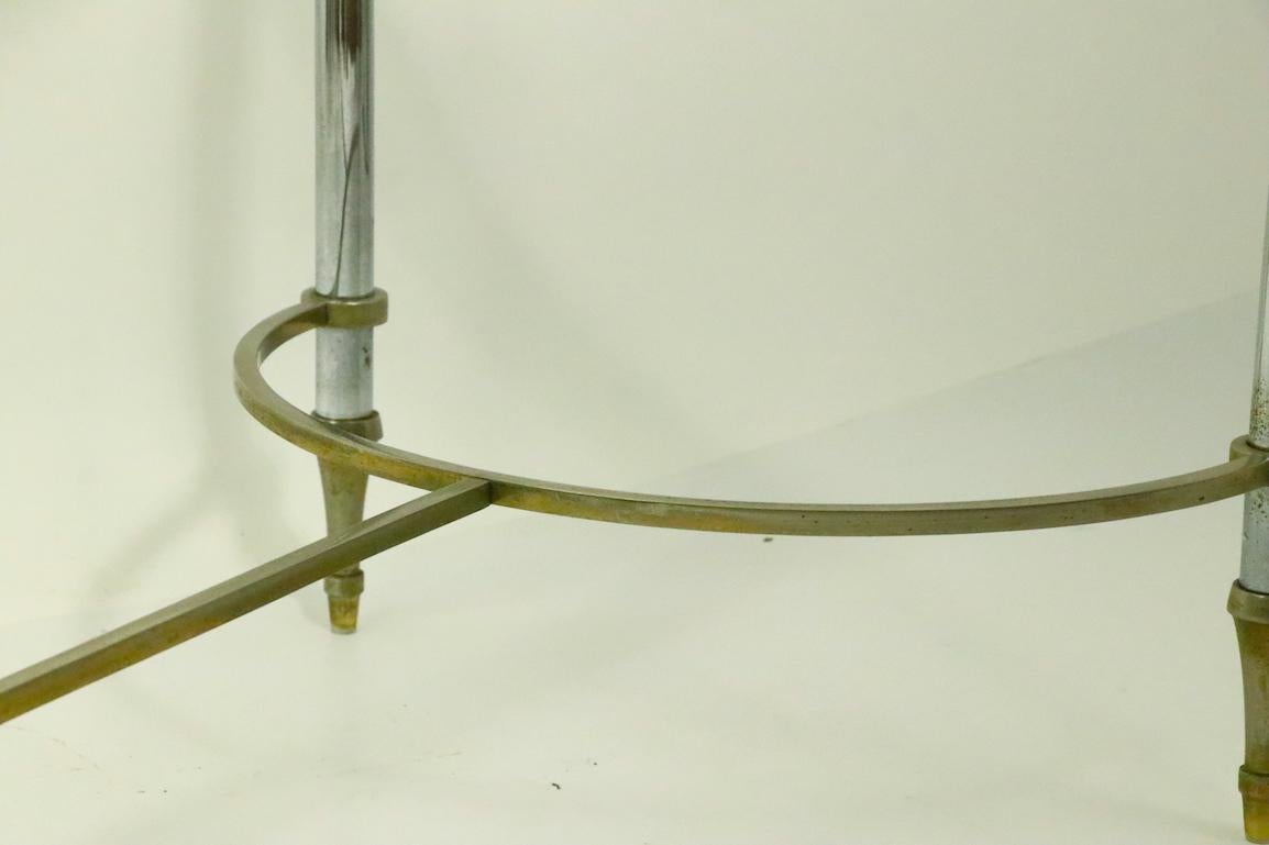 Glass Top Chrome and Brass Coffee Table after Maison Jansen 6