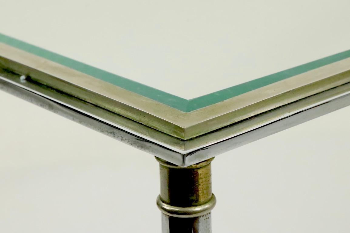 Glass Top Chrome and Brass Coffee Table after Maison Jansen 7