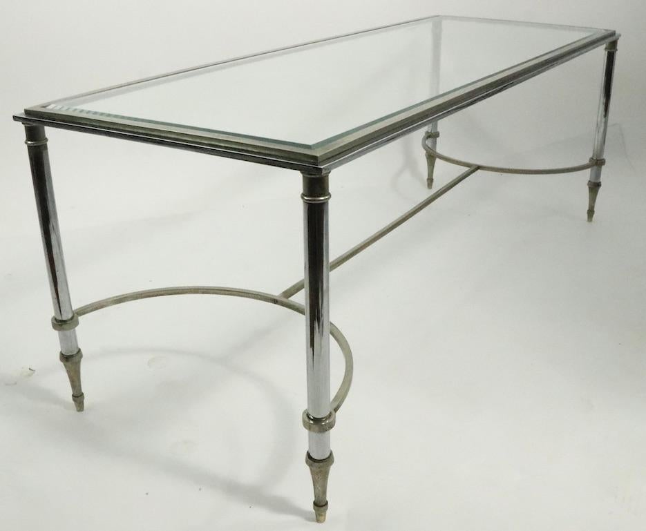 Glass Top Chrome and Brass Coffee Table after Maison Jansen 8