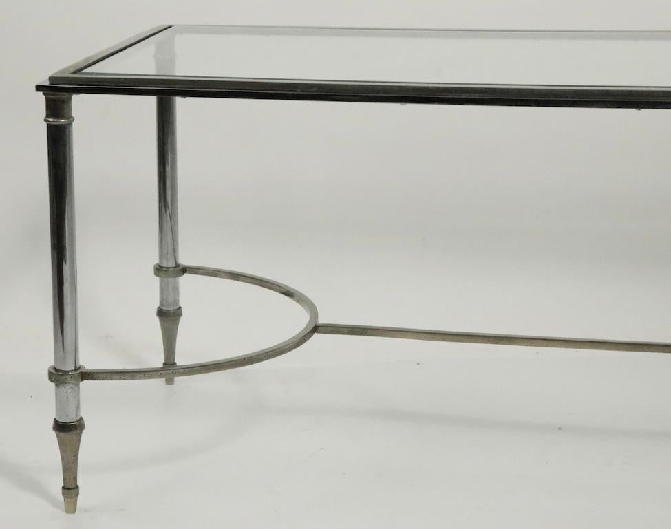 Glass Top Chrome and Brass Coffee Table after Maison Jansen 1