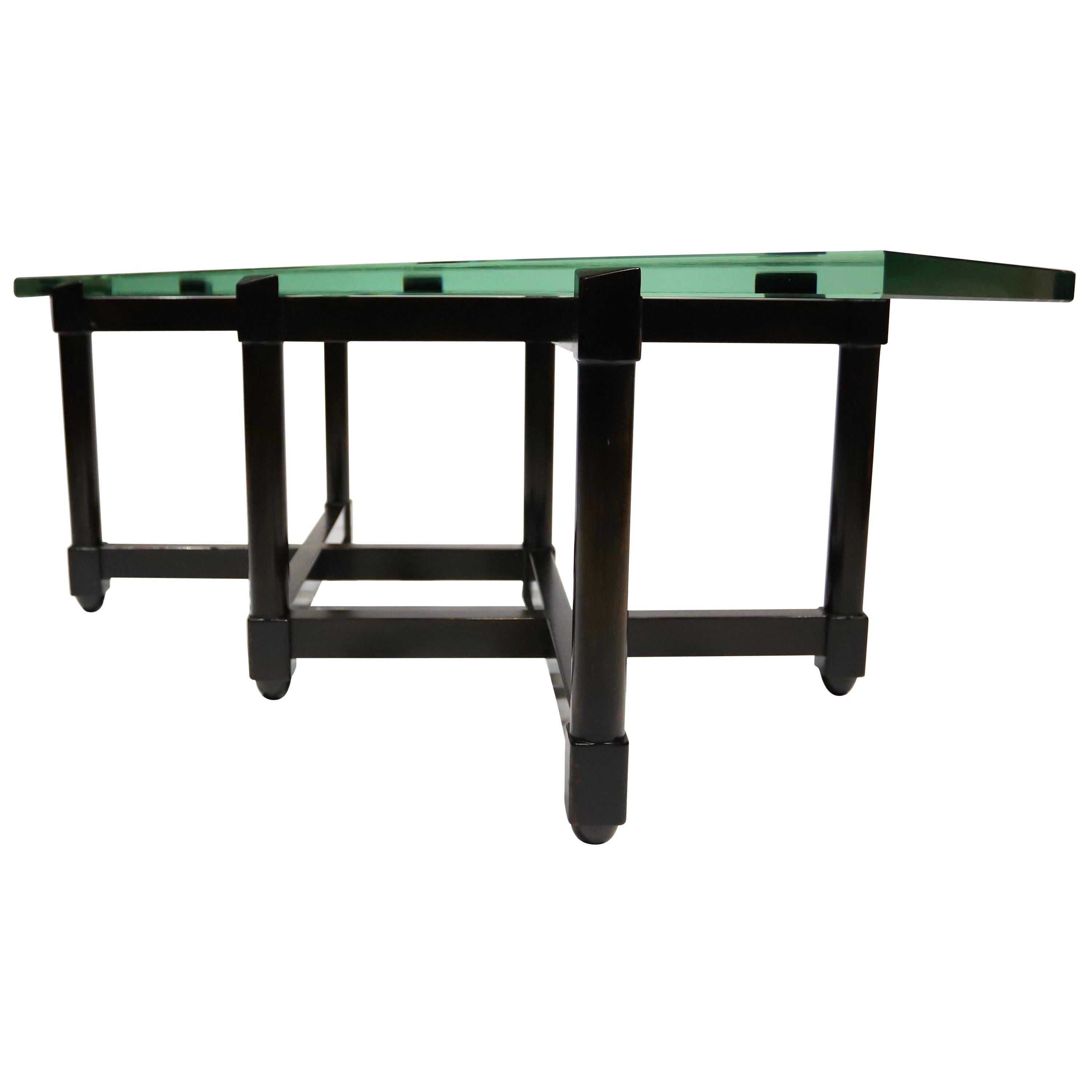 Contemporary Square Glass Top Cocktail Table For Sale at 1stDibs