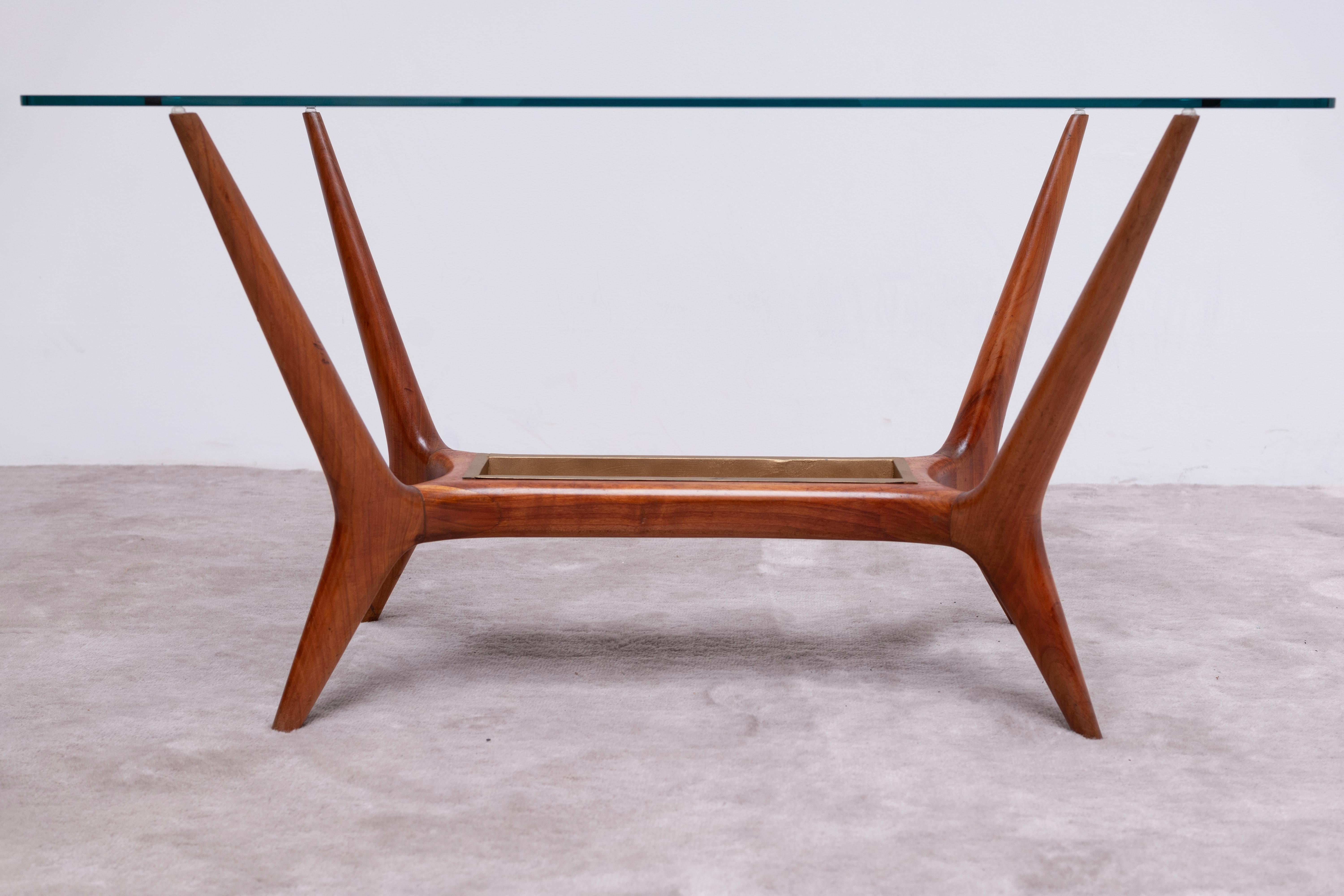 Mid-20th Century Glass Top Coffee Table by Ico Parisi for Ariberto Colombo, 1950s
