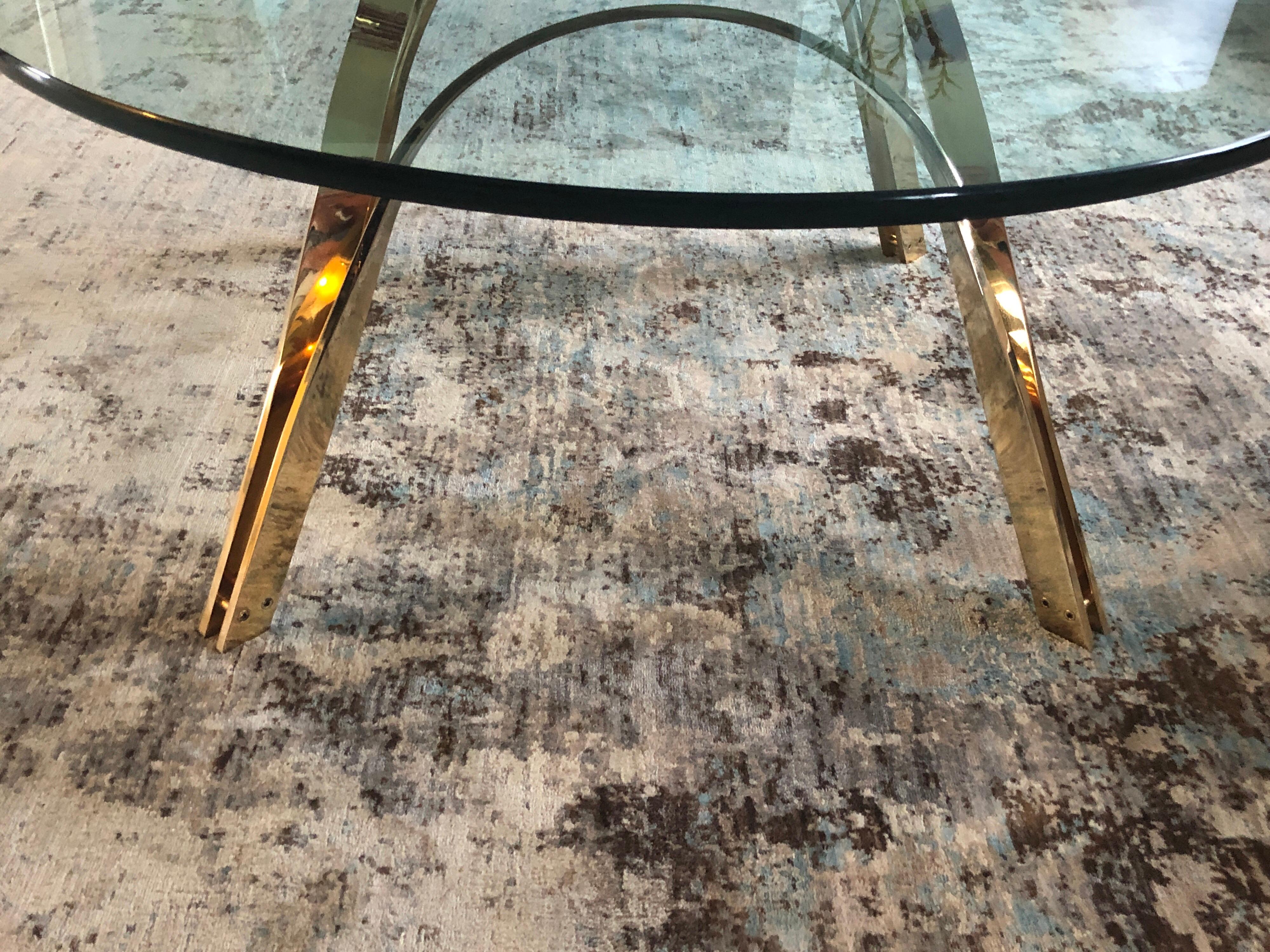 Brass Glass Top Coffee Table For Sale