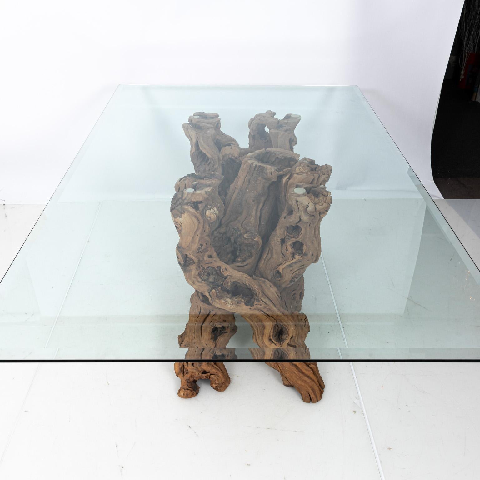 Vintage Glass Top Cypress Tree Root Dining Table at 1stDibs cypress