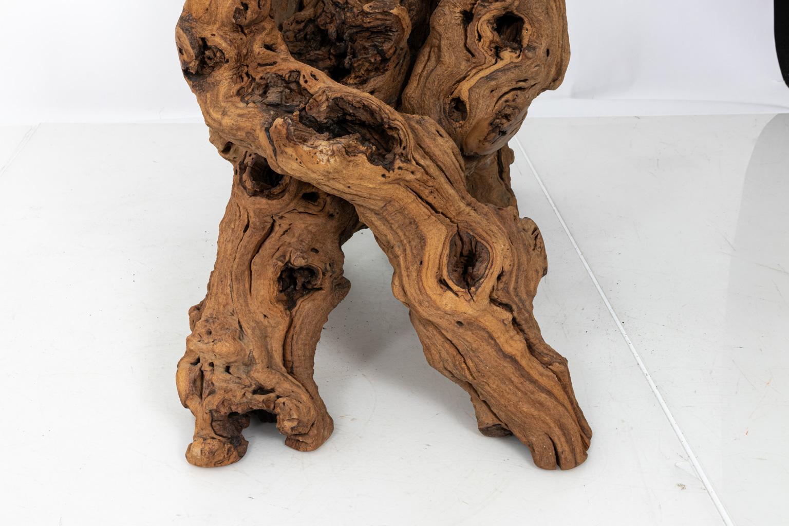 Vintage Glass Top Cypress Tree Root Dining Table at 1stDibs cypress