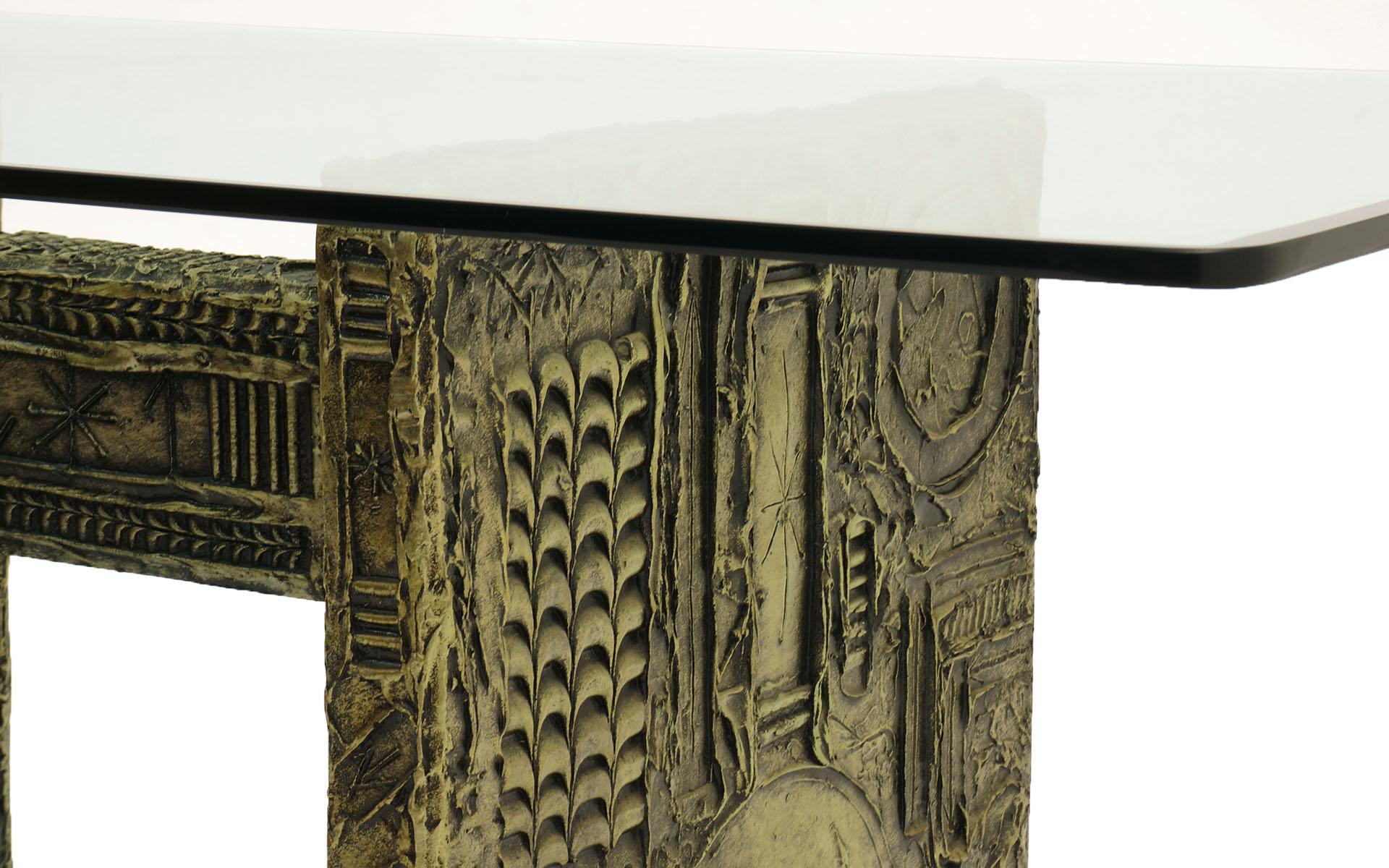 Mid-20th Century Glass Top Dining Table by Adrian Pearsall,  Abstract, Resin, Faux Bronze Detail