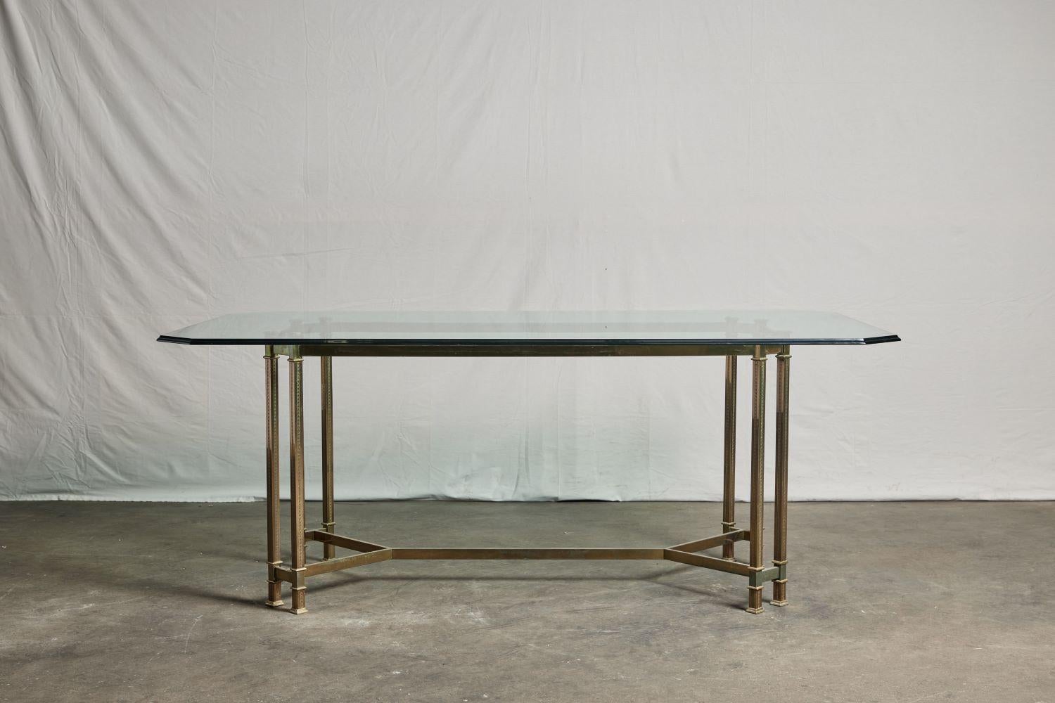 Mid-20th century glass top dining table with removable top.