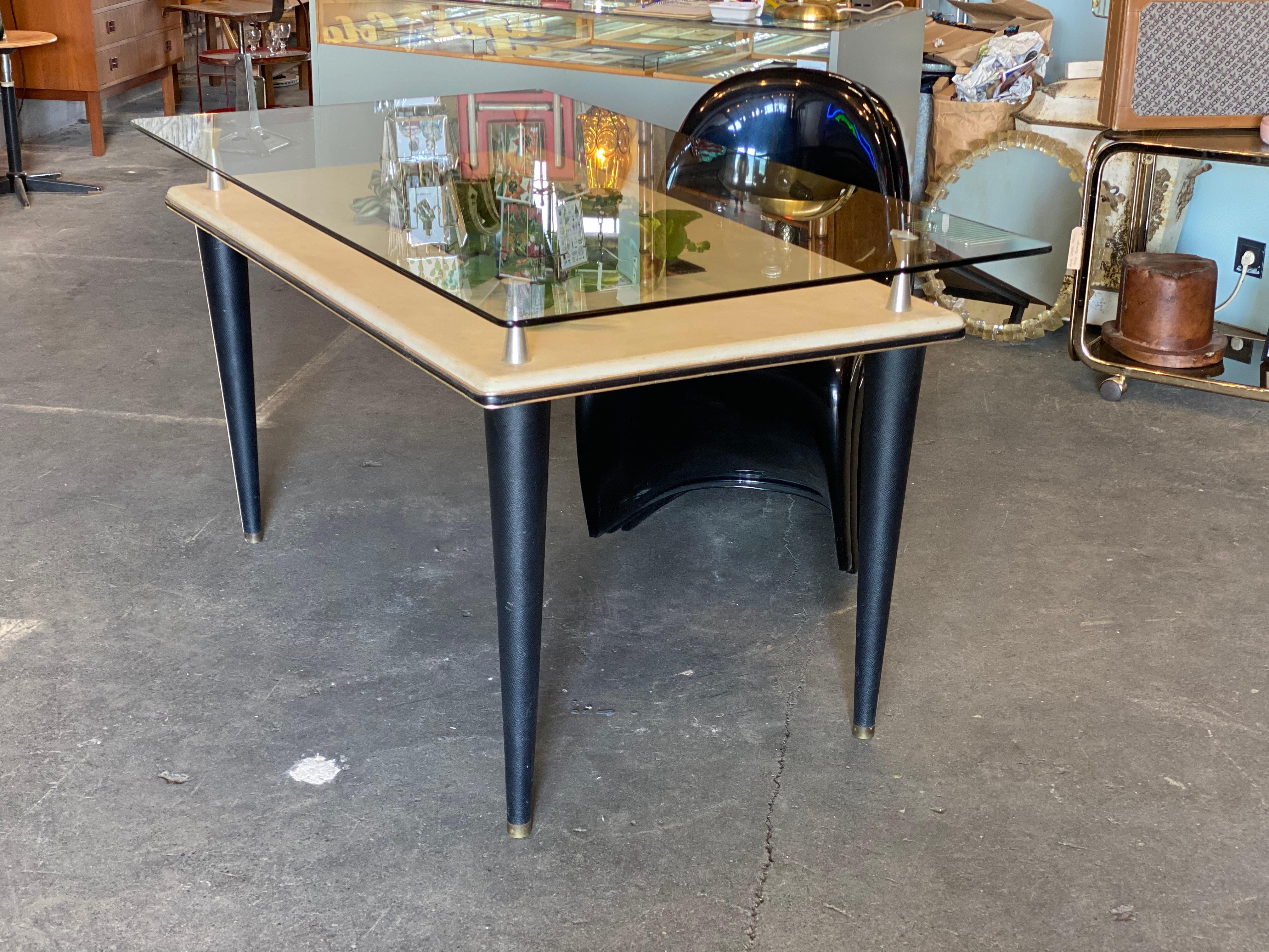 Mid-Century Modern Glass Top Dining Table, Italy, 1950s For Sale