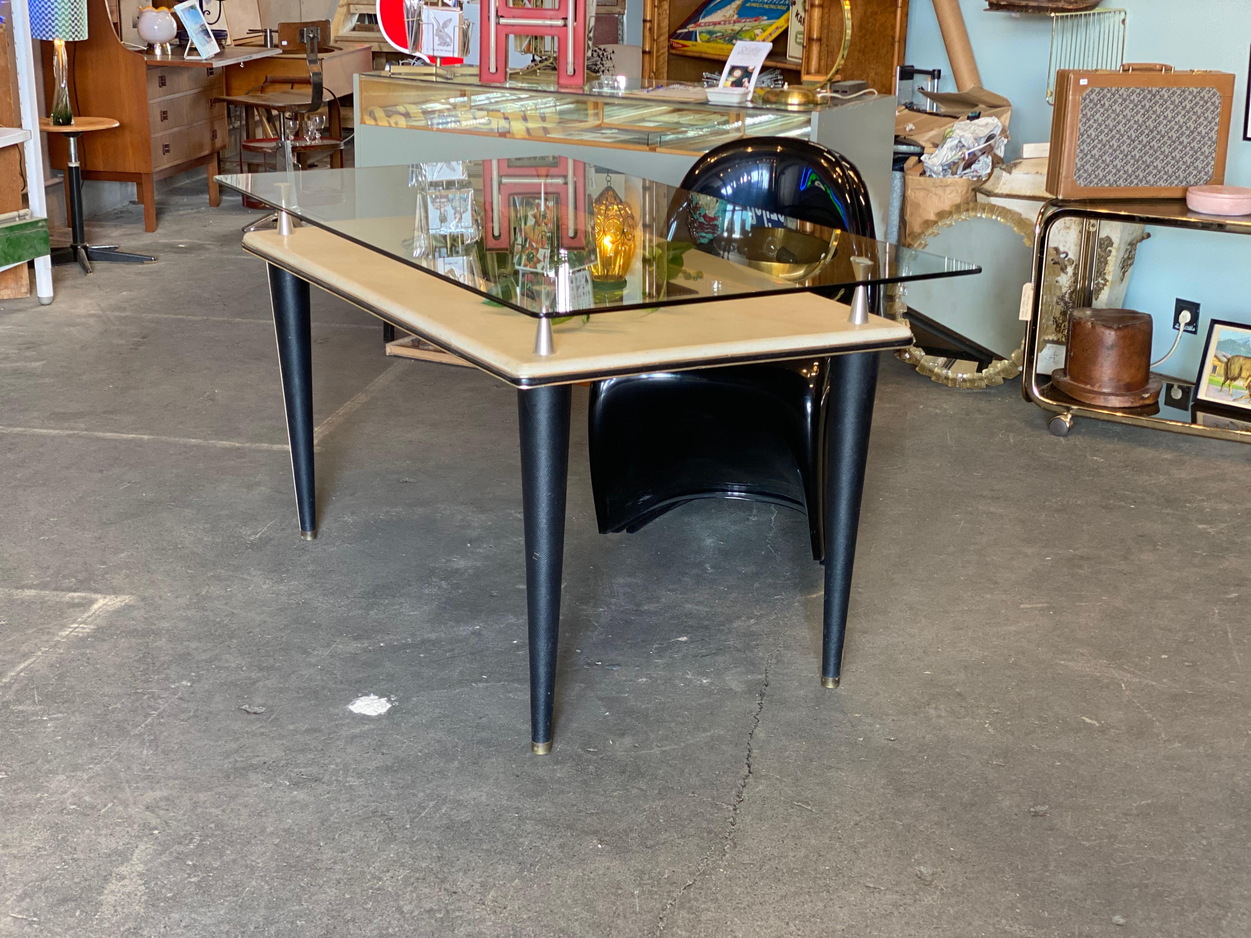 Italian Glass Top Dining Table, Italy, 1950s For Sale