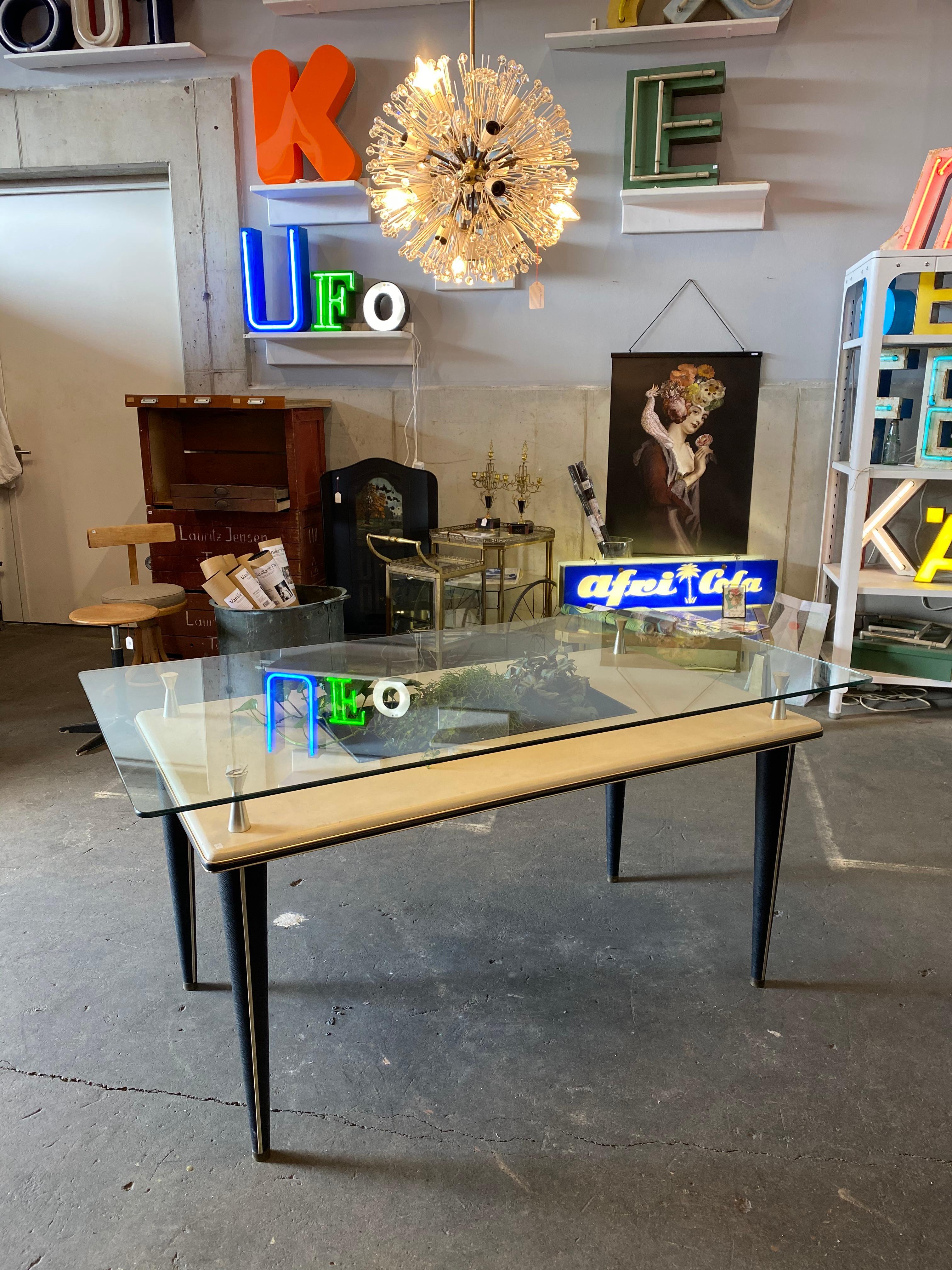Glass Top Dining Table, Italy, 1950s In Good Condition For Sale In Hamburg, DE