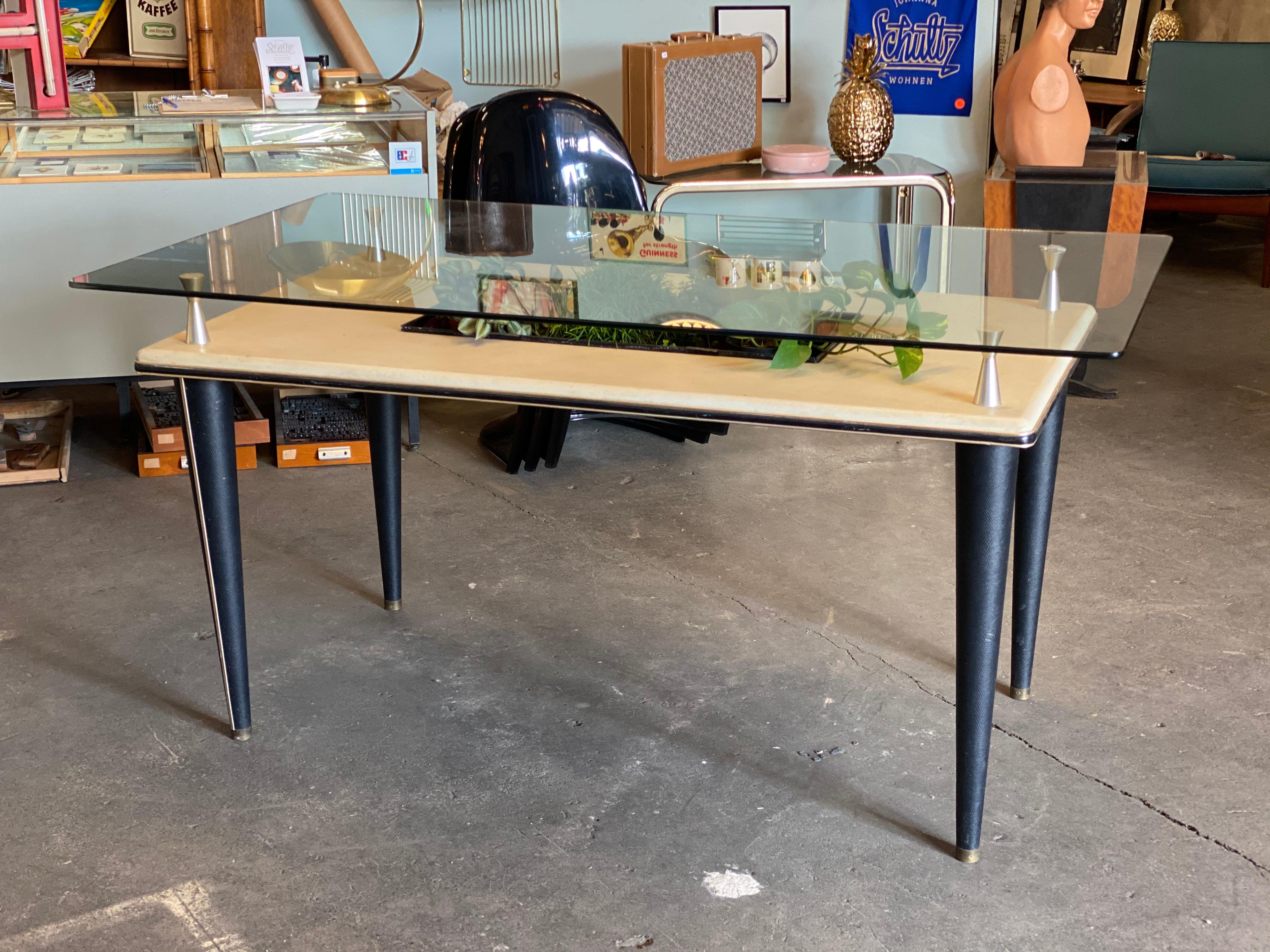 Mid-20th Century Glass Top Dining Table, Italy, 1950s For Sale