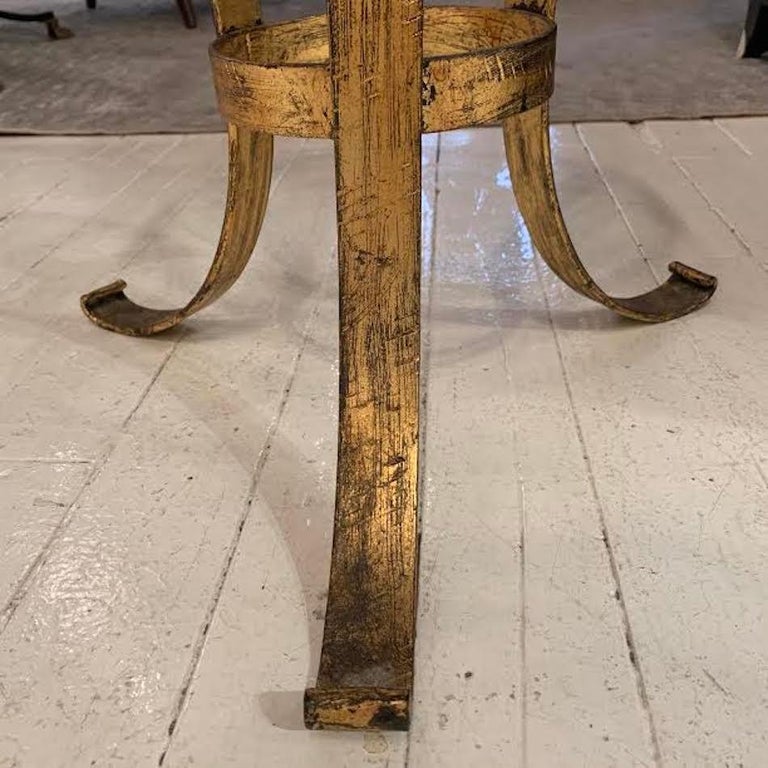 Gold Gilt Base, Glass Top Round Cocktail Table, Spain, Midcentury For