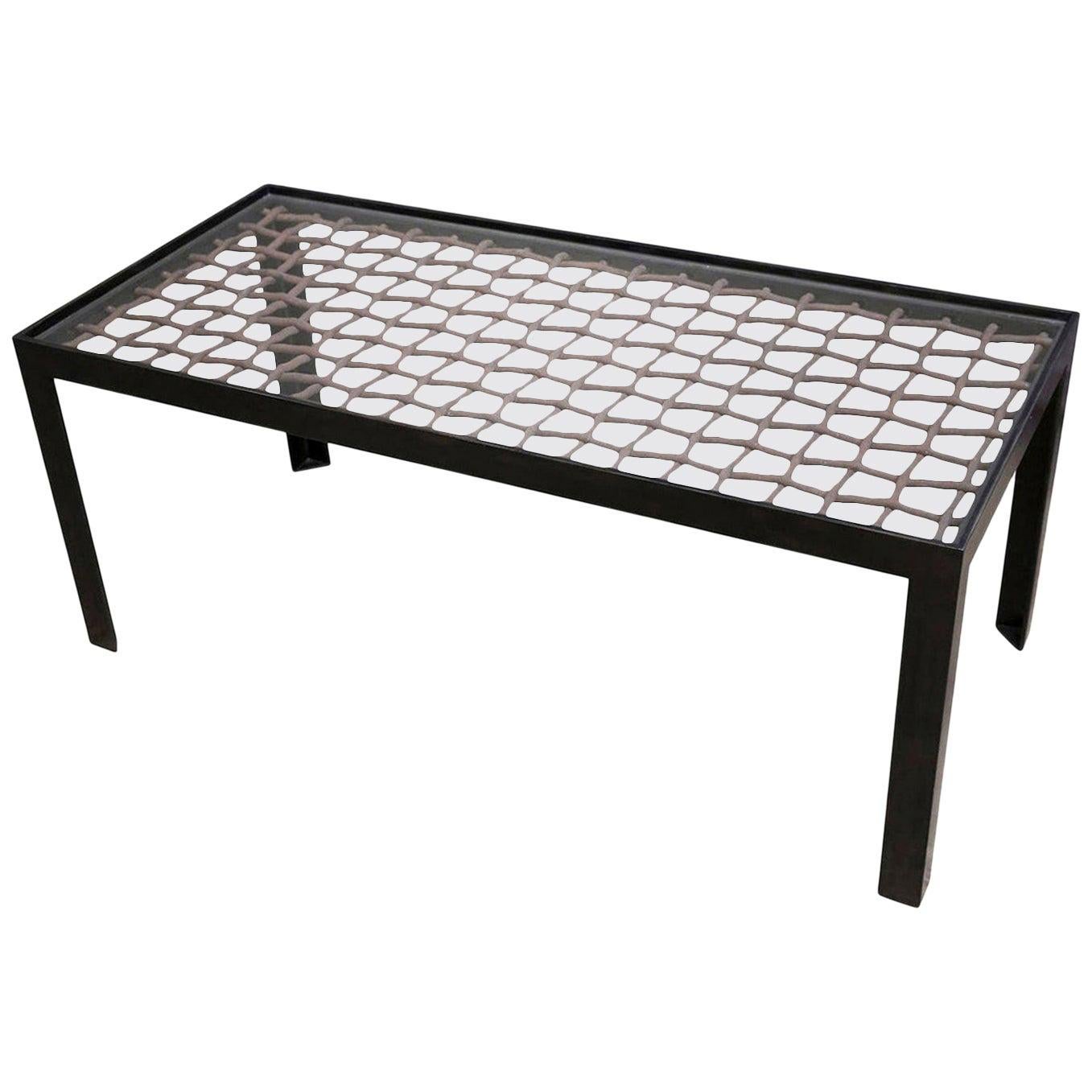 Glass Top Iron Coffee Table