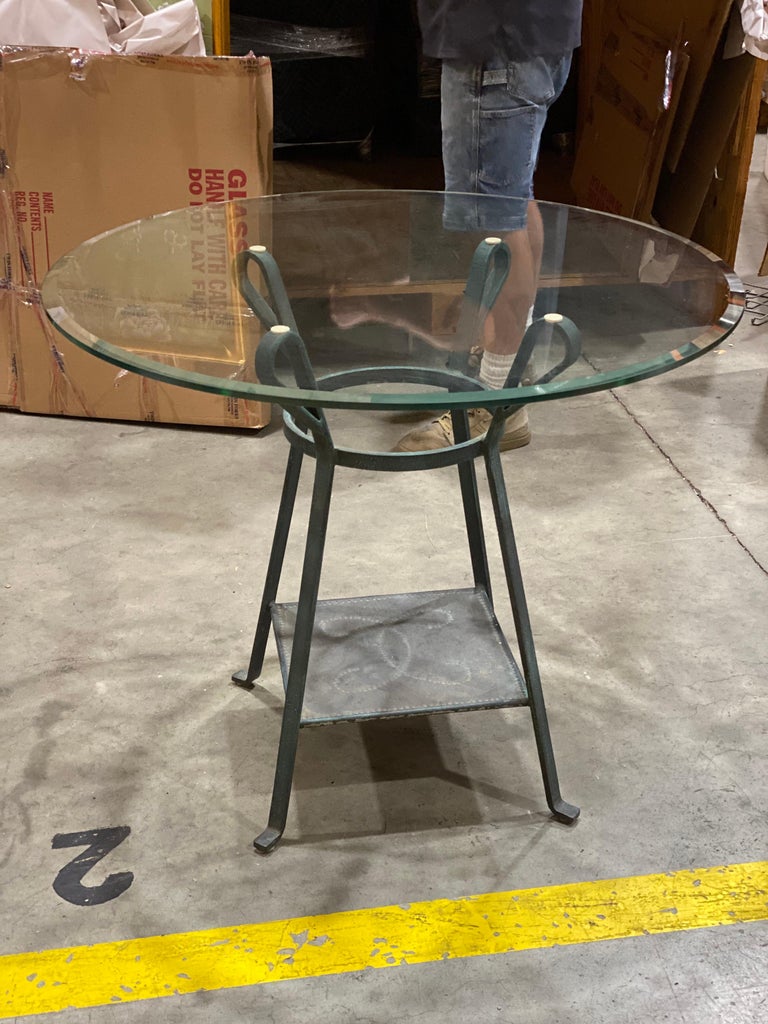 Glass Top Metal Table For Sale at 1stDibs