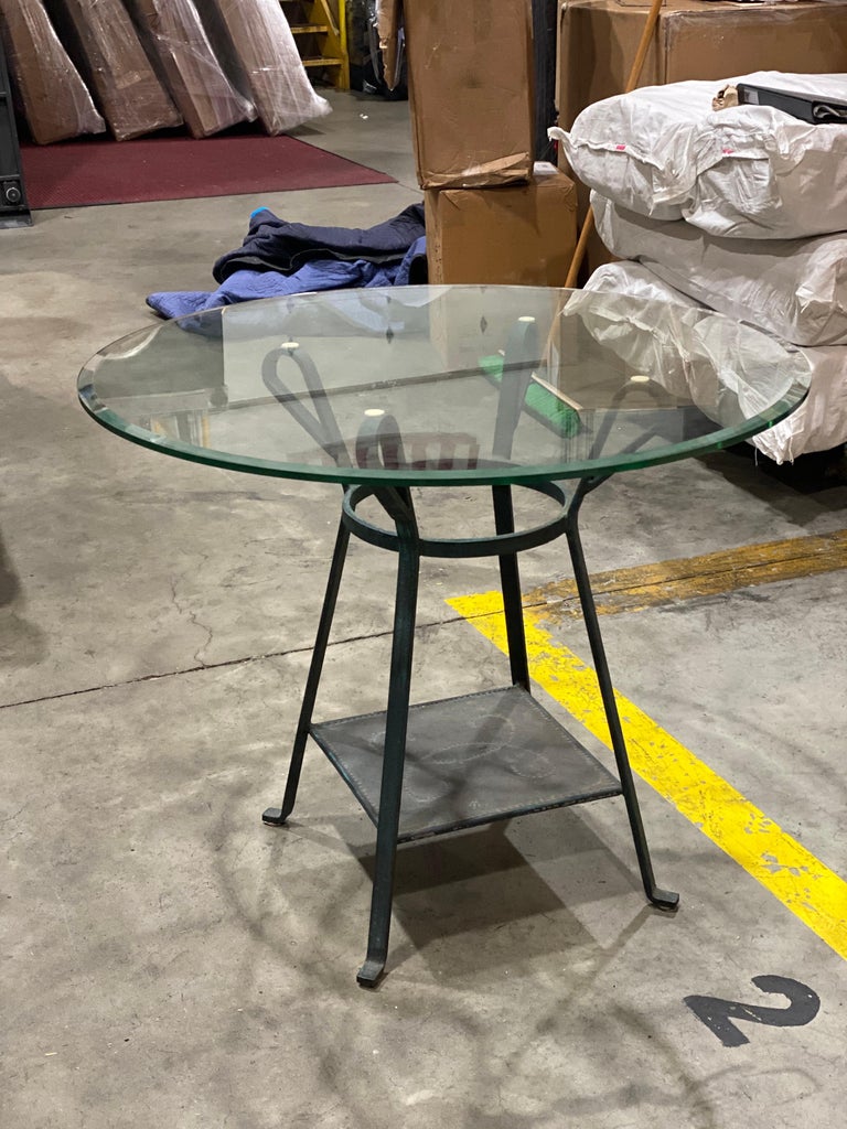 Glass Top Metal Table For Sale at 1stDibs