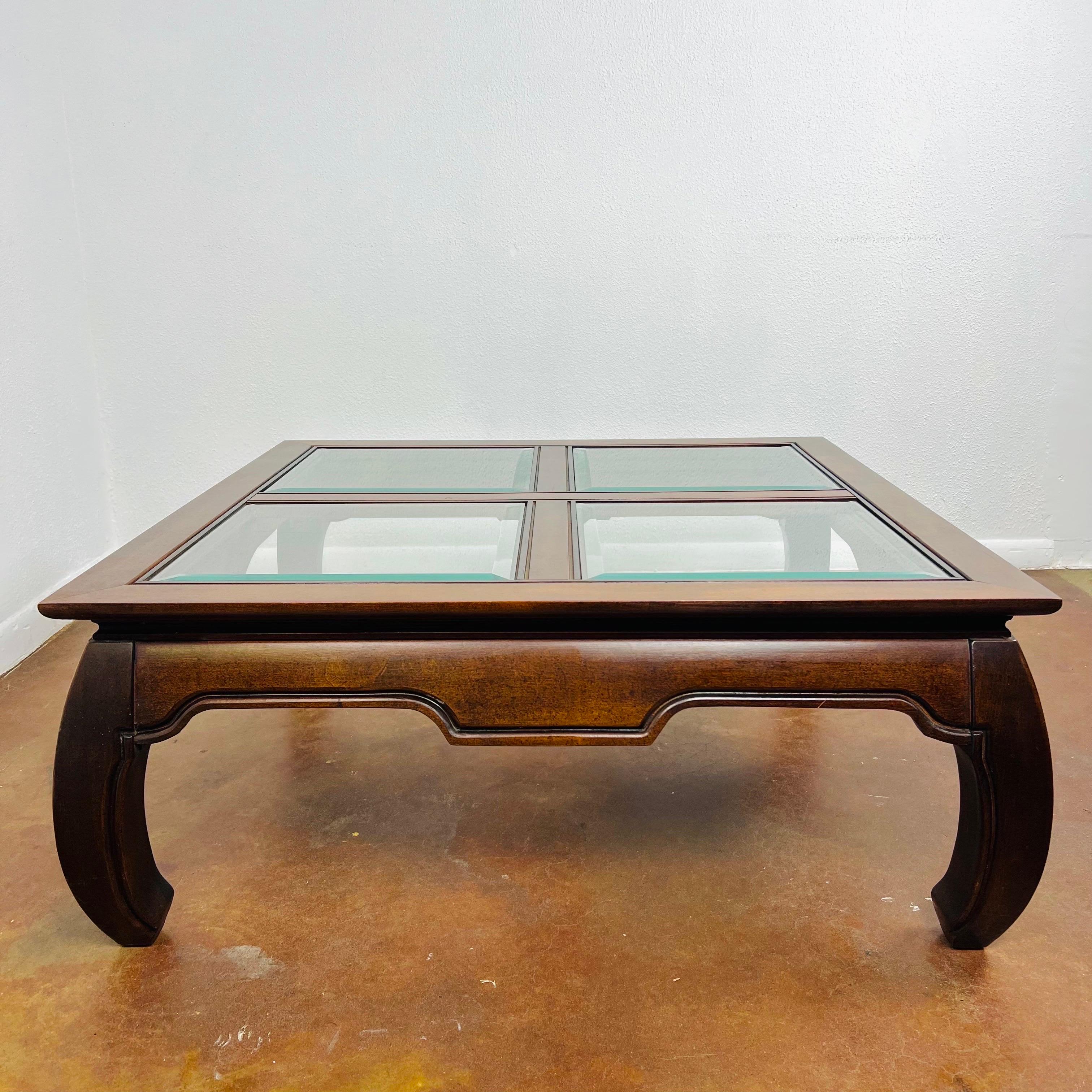 glass top wood coffee table
