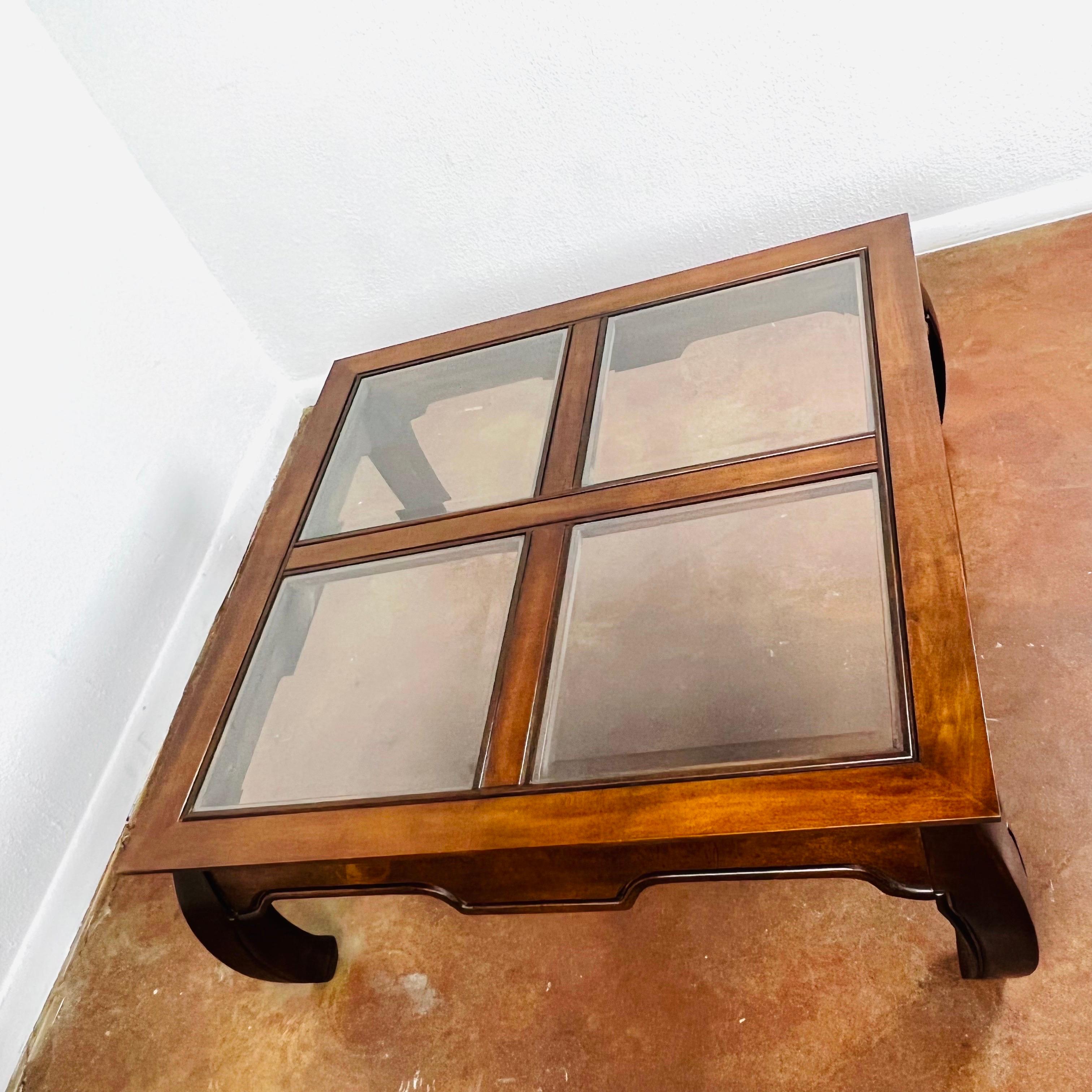 Glass Top Ming Style Coffee Table For Sale 1