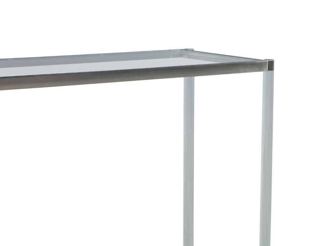 Unknown Glass Top Modern Acrylic Console Table For Sale