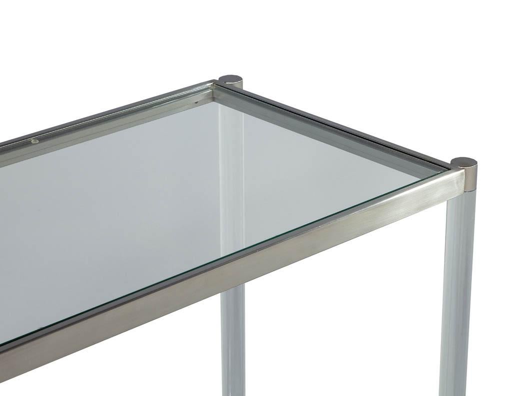 Glass Top Modern Acrylic Console Table In Good Condition For Sale In North York, ON