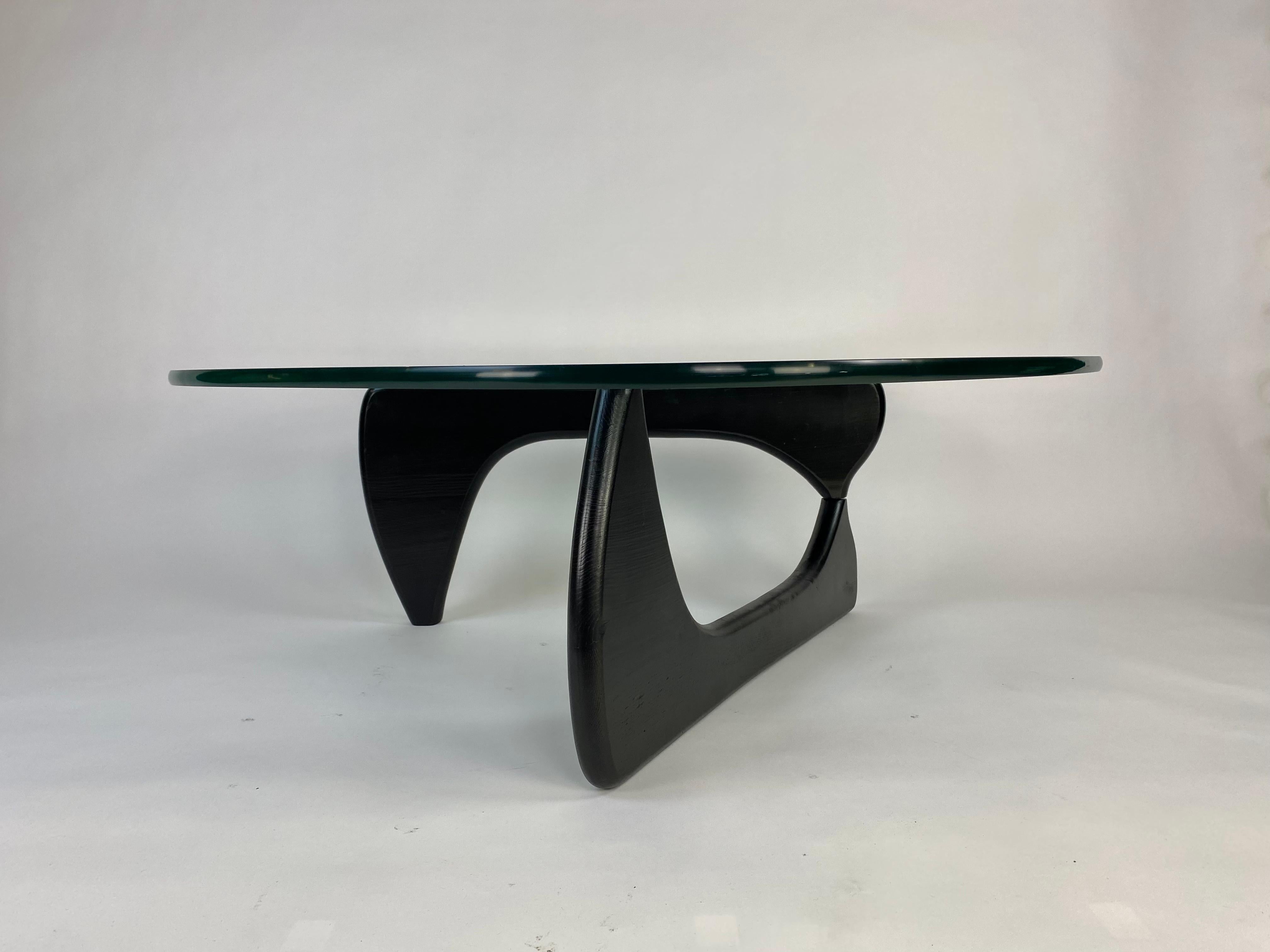 Mid-Century Modern Glass Top Noguchi Style Coffee Table