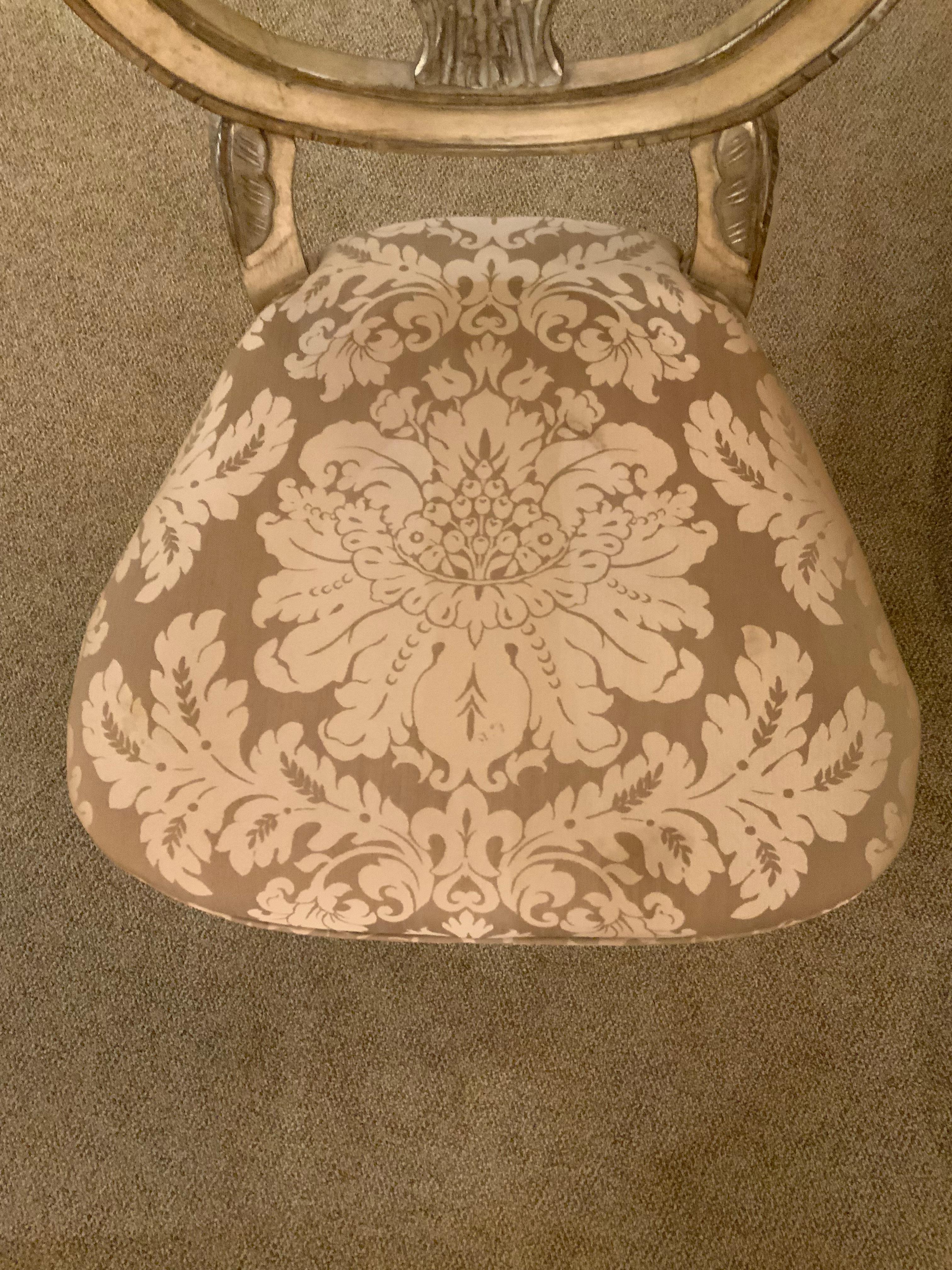 Glass top on silver gilt double pedestal base with ten chairs For Sale 5