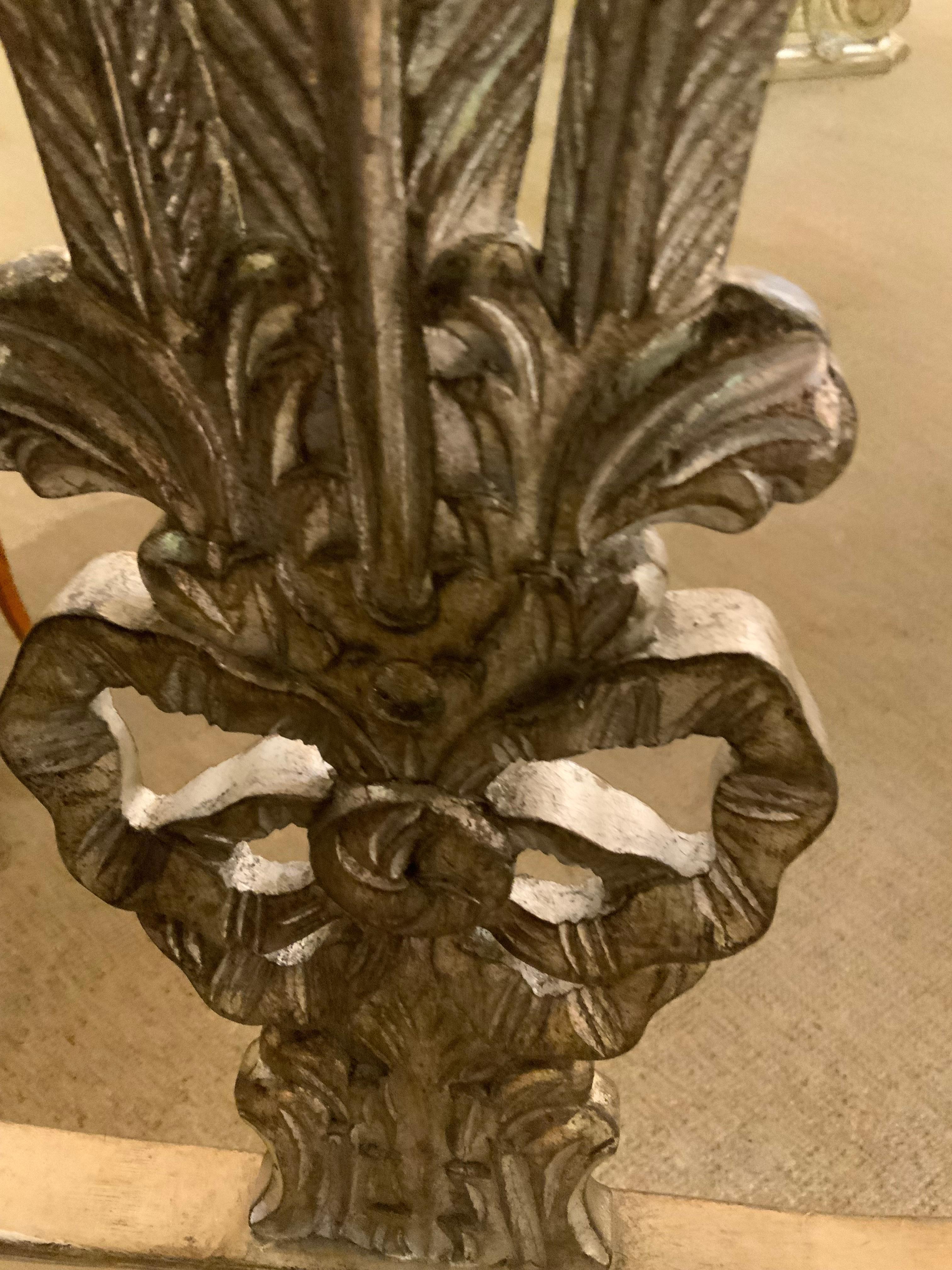 Glass top on silver gilt double pedestal base with ten chairs For Sale 1