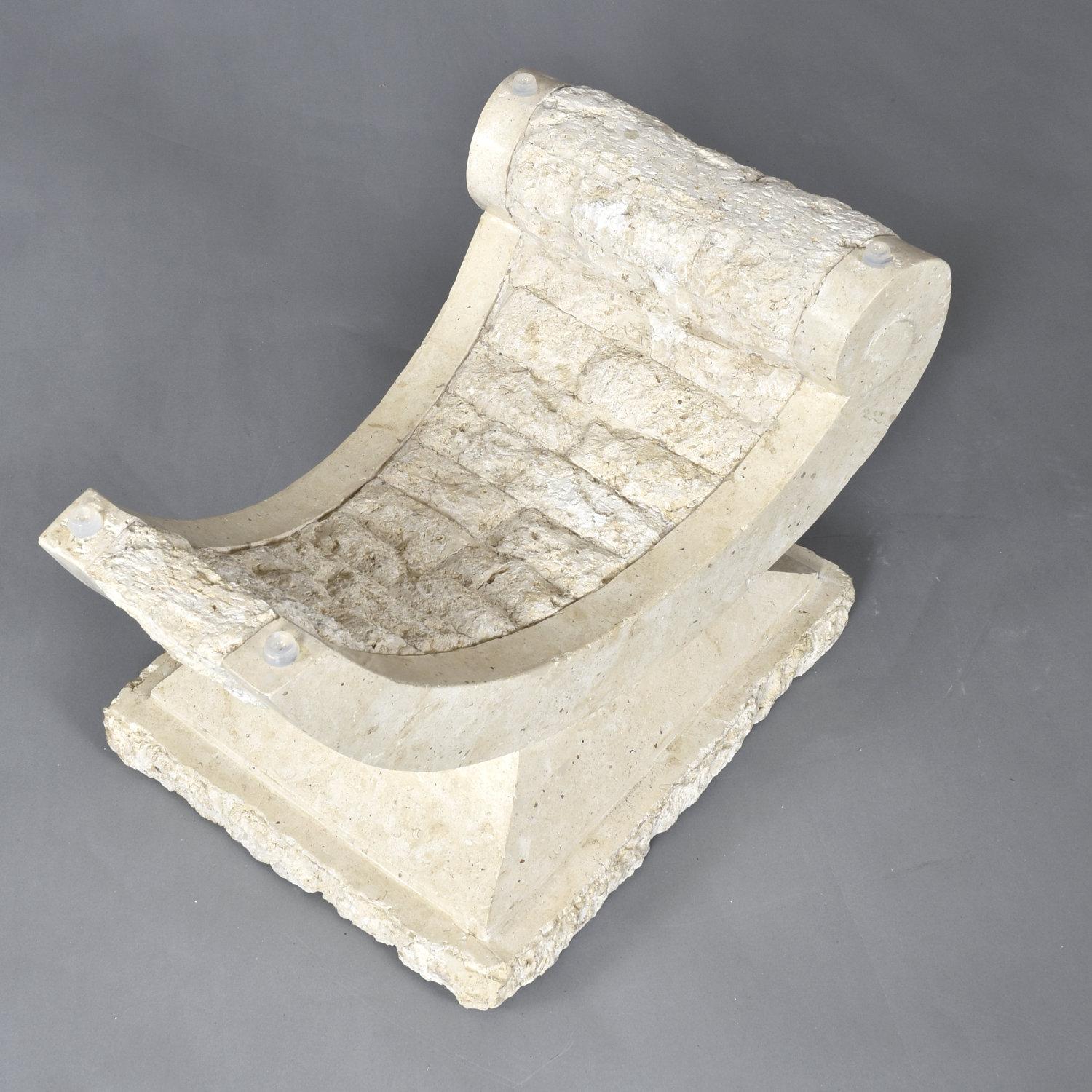 Glass Top Sculptural Post Modern Arched Tessellated Stone Base Coffee Table For Sale 1