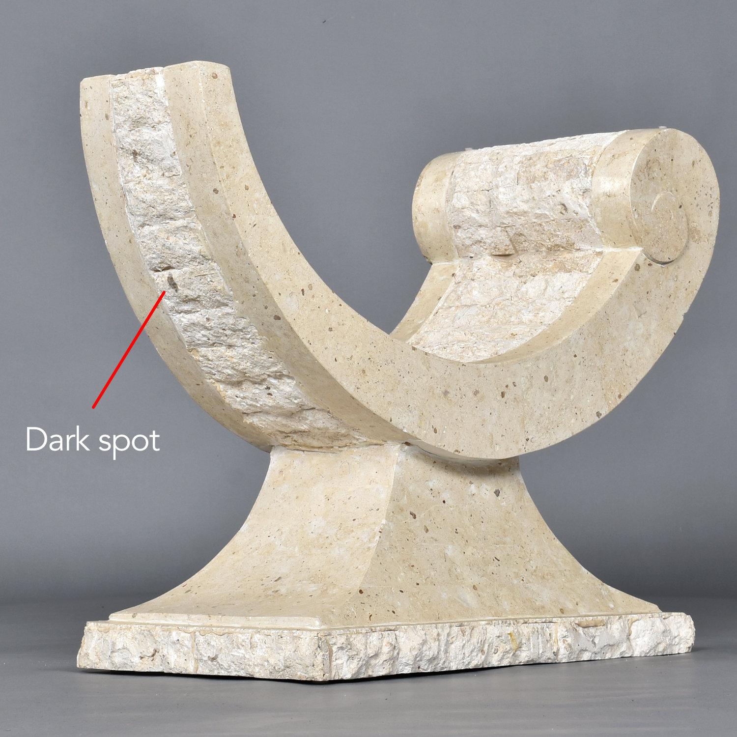 Glass Top Sculptural Post Modern Arched Tessellated Stone Base Console Table For Sale 1