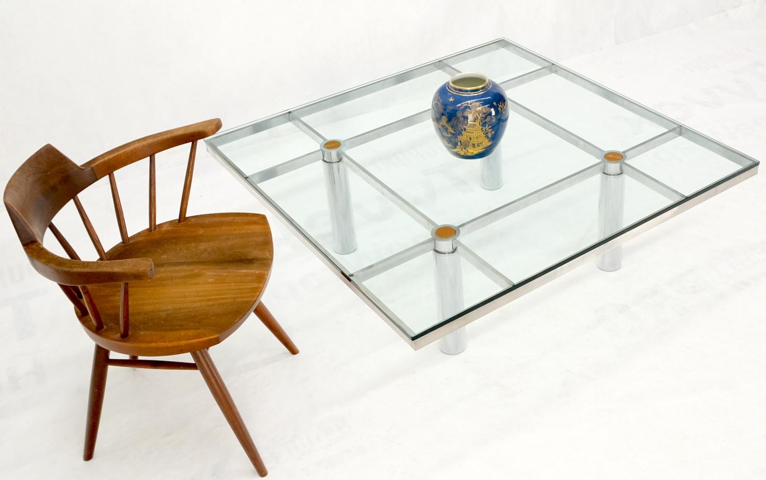20th Century Glass Top Solid Chrome Base Andre Coffee Table Tobia Scarpa for Knoll