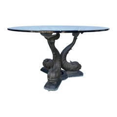Antique Glass Top Three Fish Dining Table