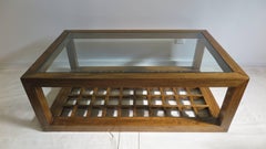 Glass Top wood Rectangle Cocktail table